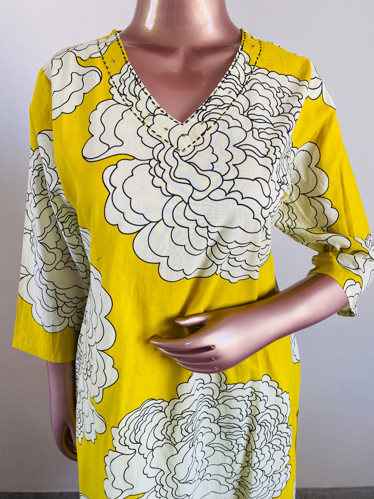 Floral Print V Neck Cotton Suit Set