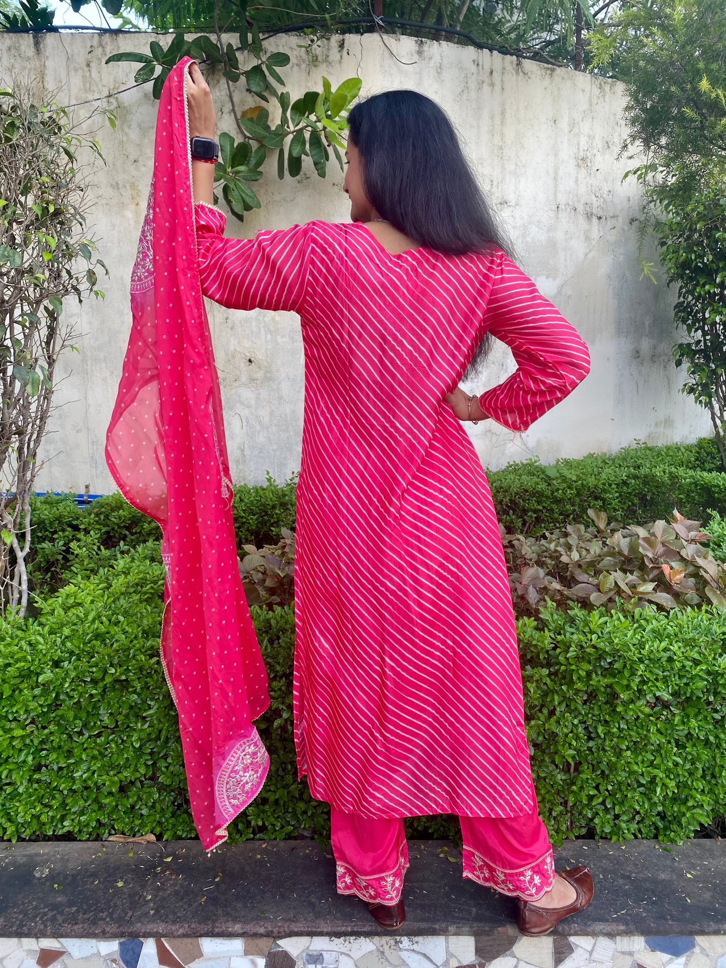 Pure Organza Lehriya Bandhej Suit