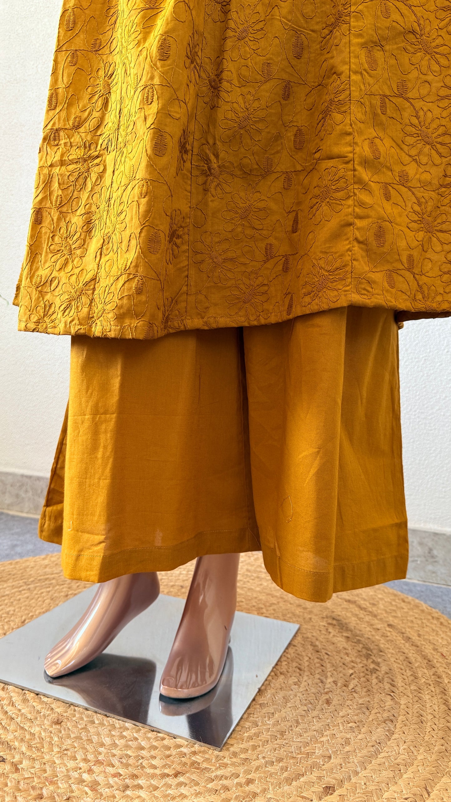 Cotton Kurta Pant set with lace work