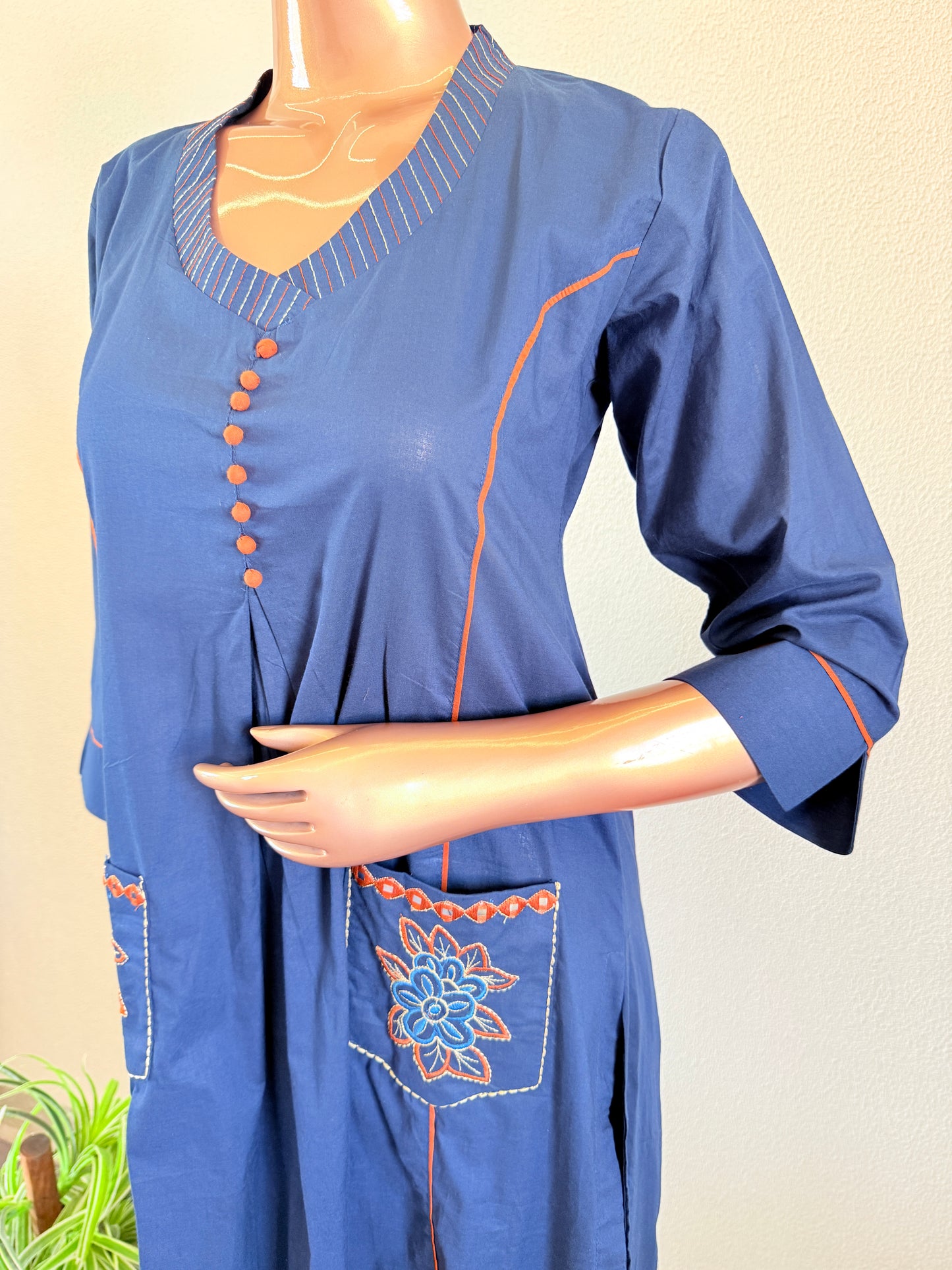 Cotton Suit Set with Chanderi Han Block Print Dupatta