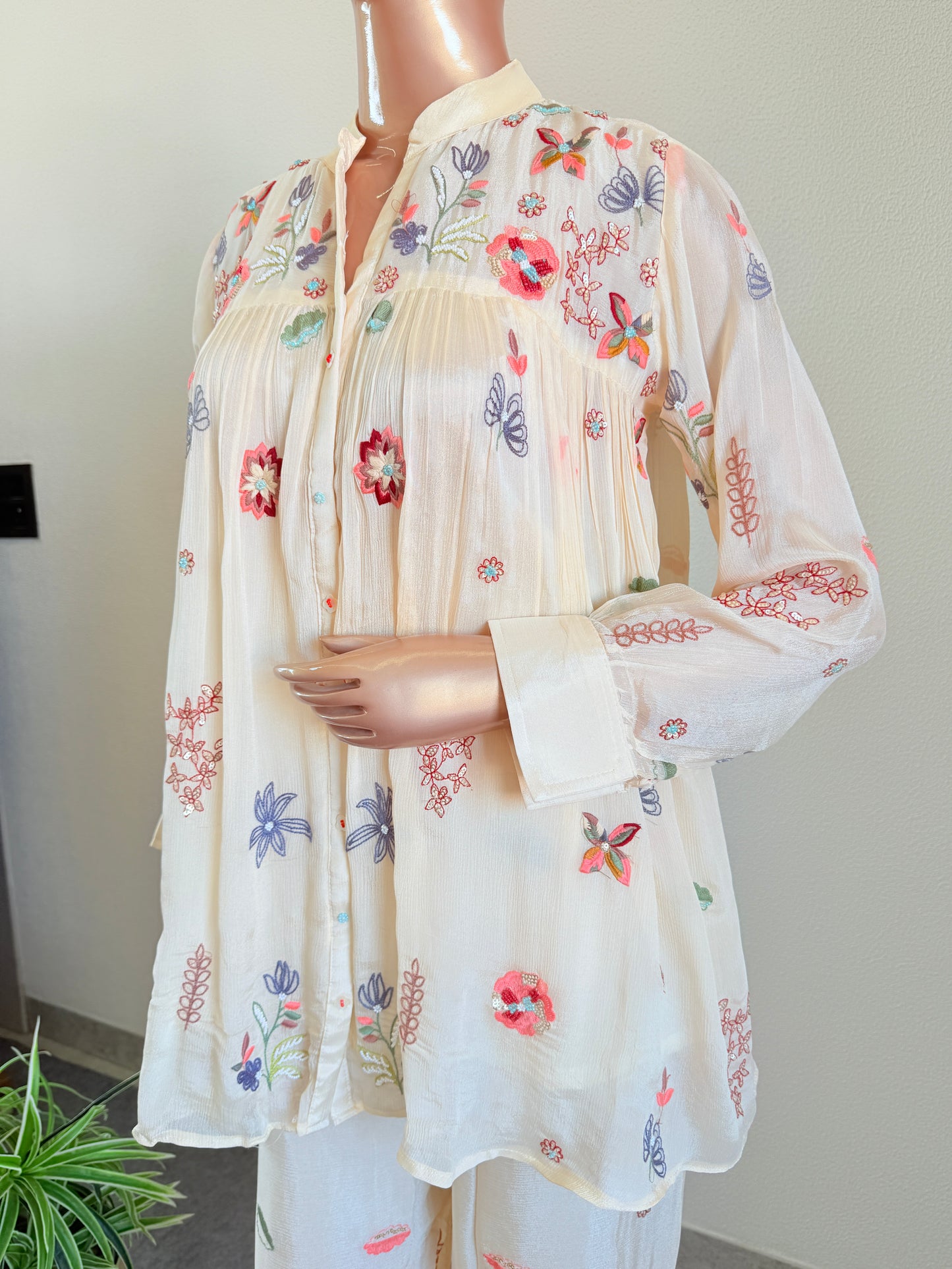 Embroidered Chinon Coord Set