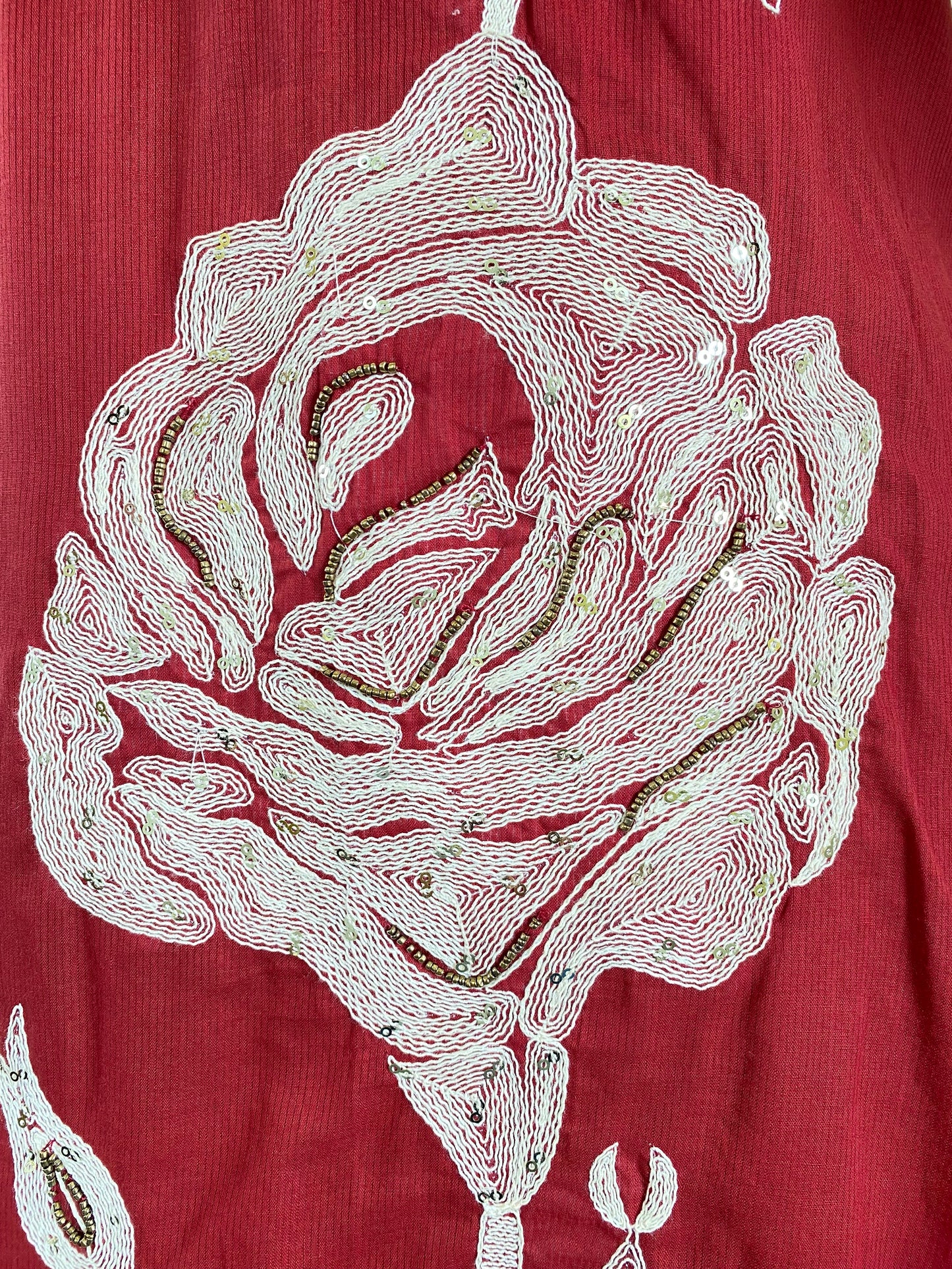 Embroidered Silly Cotton Suit Set with Mul Dupatta