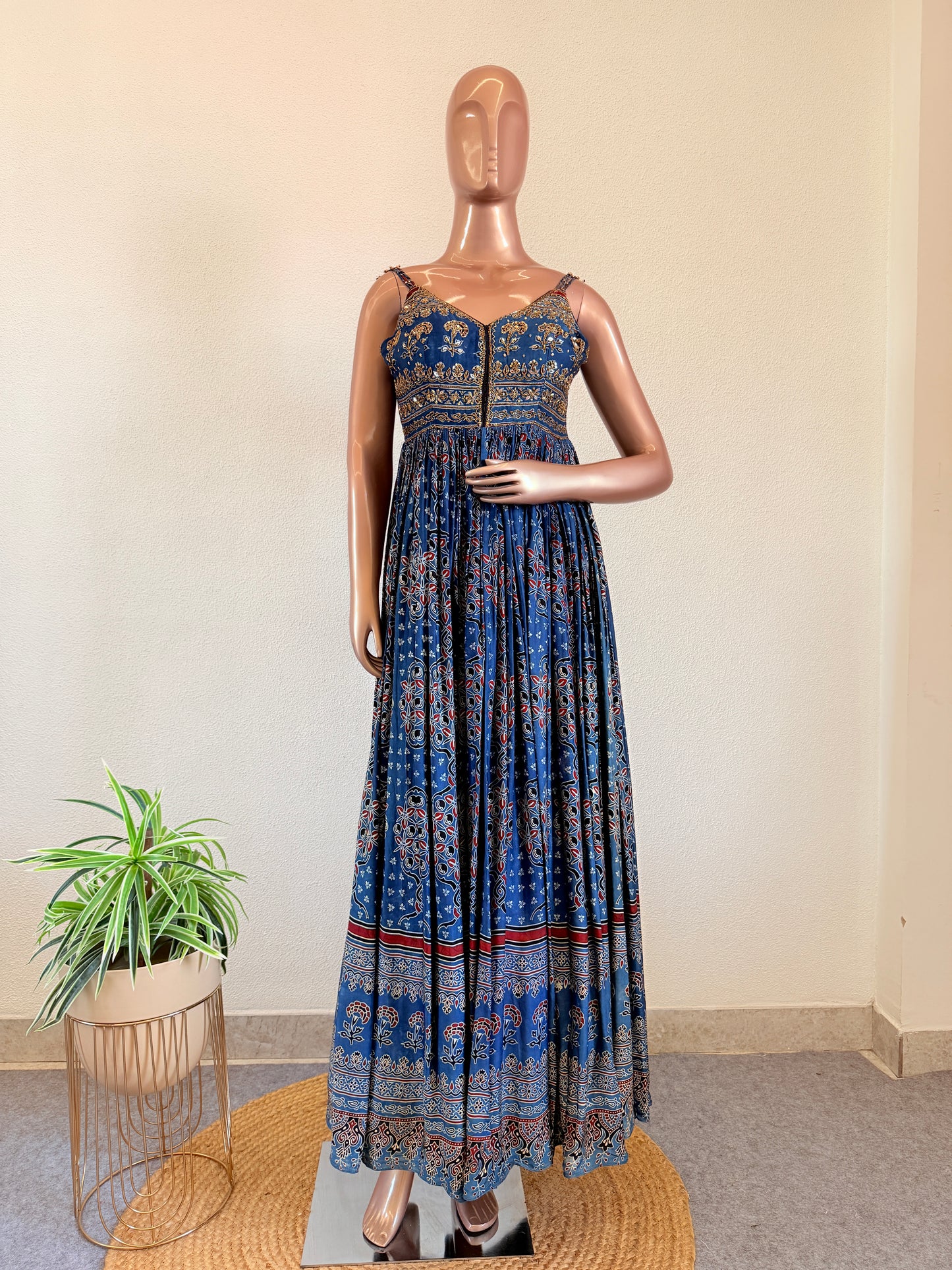 Ajrakh Print Gajji Silk Indowestern