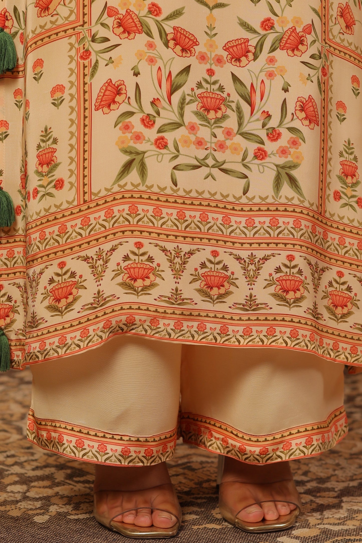 Pure Crepe Printed Long Kurta Pant Set