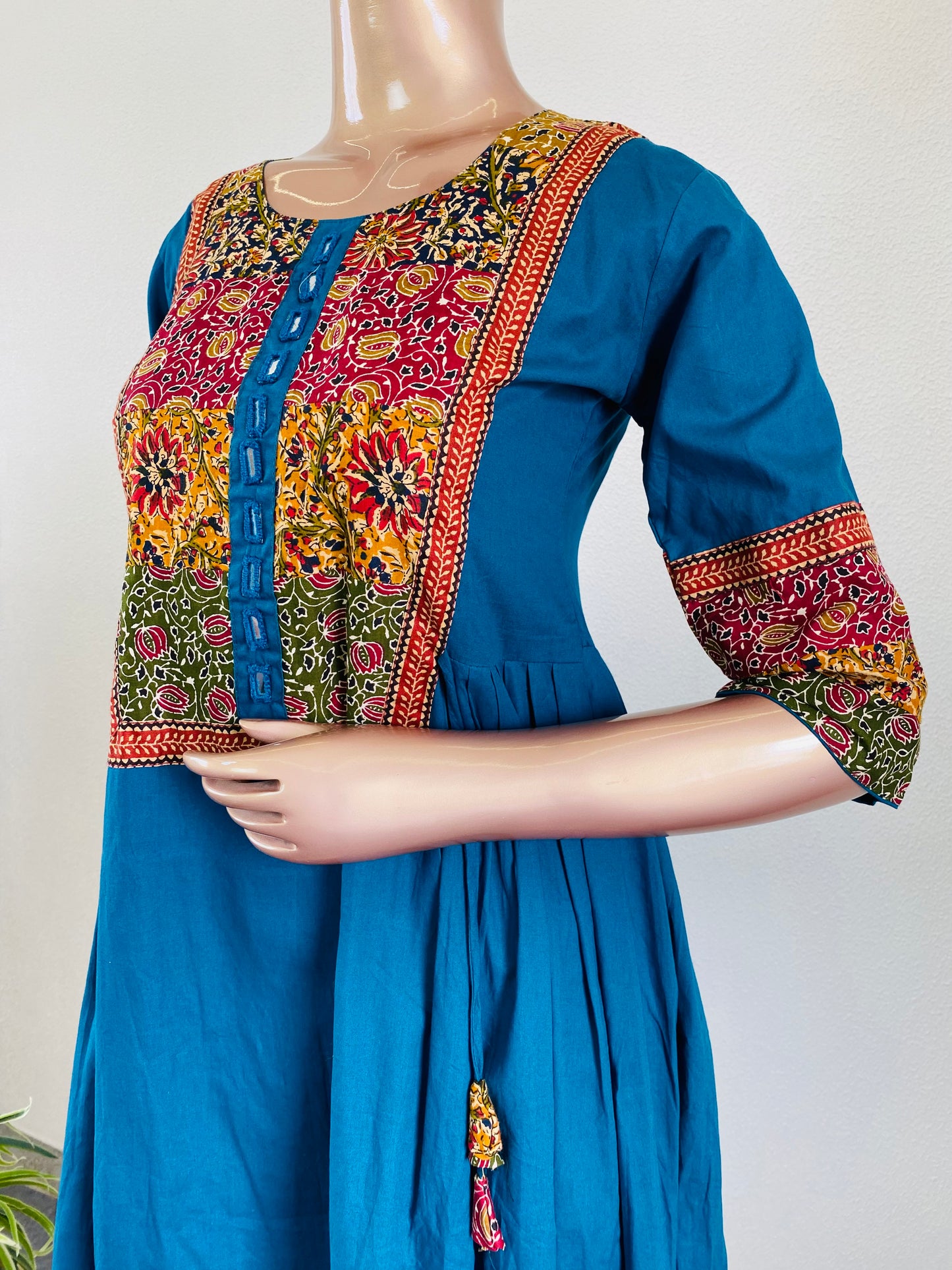 Patch and Mirror Work Frock Kurta Pant Set