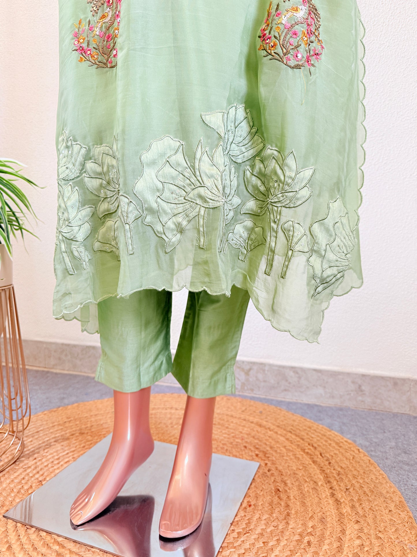 Embroidered Organza Kaftan Set