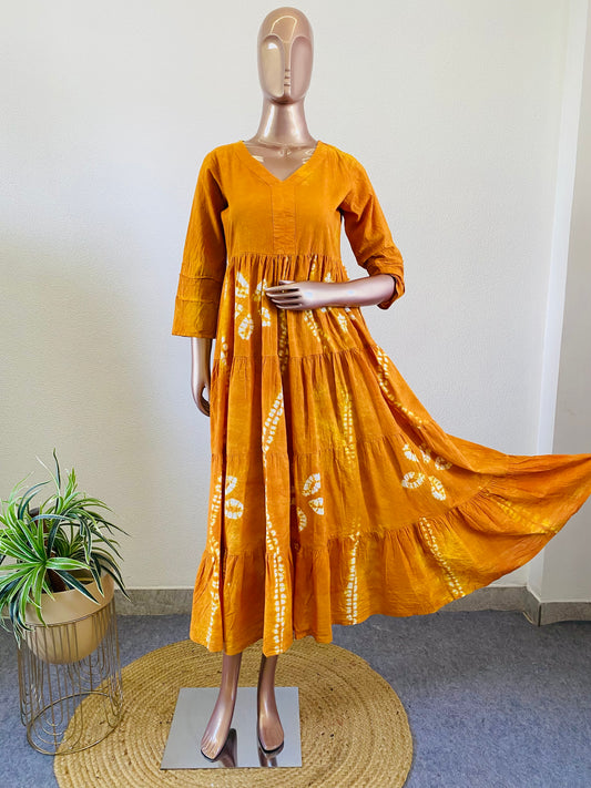 Tie & Dye Cotton Tunic - Saffron