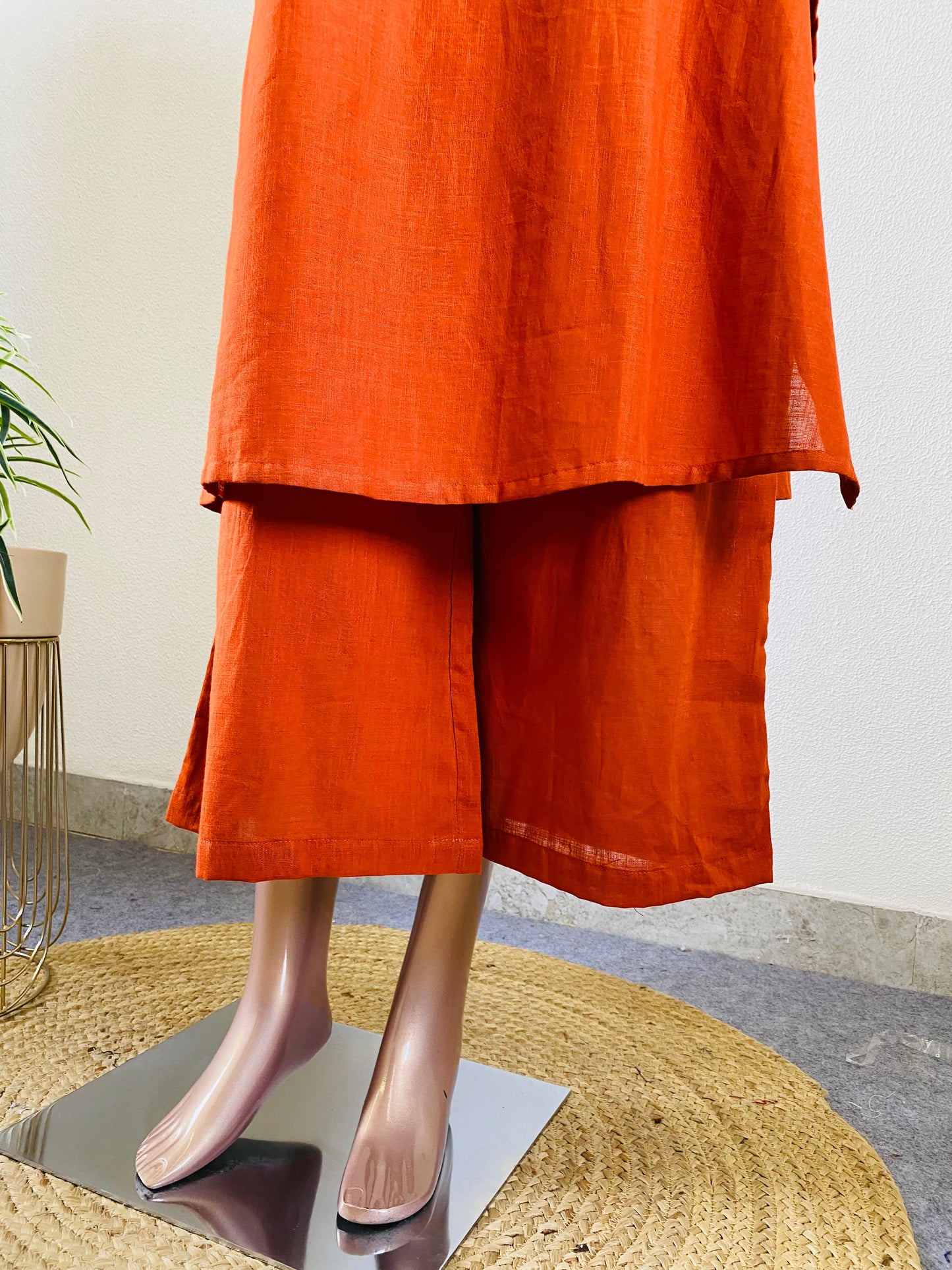 Placement Embroidered Cotton Flex Kurta Palazzo Set