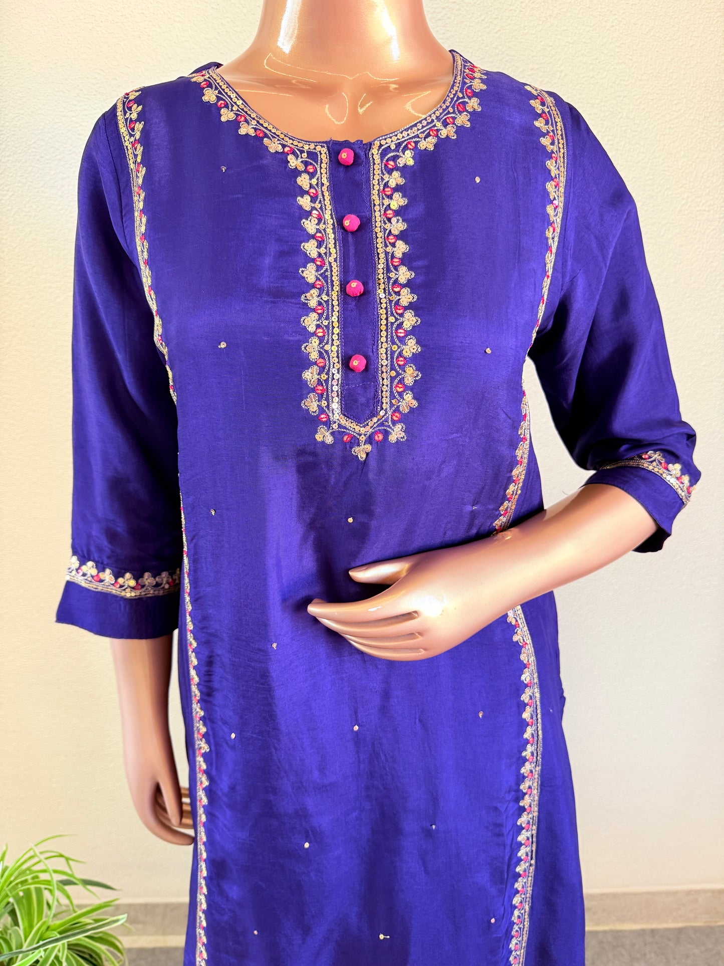 Sequin Work Dola Silk Suit with Sharara & Organza Dupatta