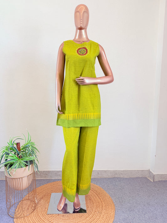 Handloom Cotton Coord Set with Kutchi Work
