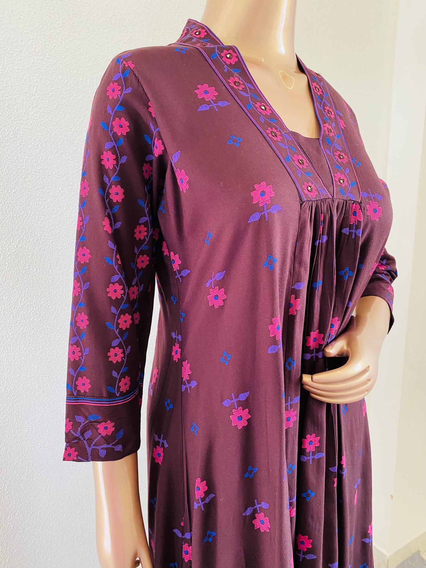 Printed Rayon Frock Kurta Pant Set