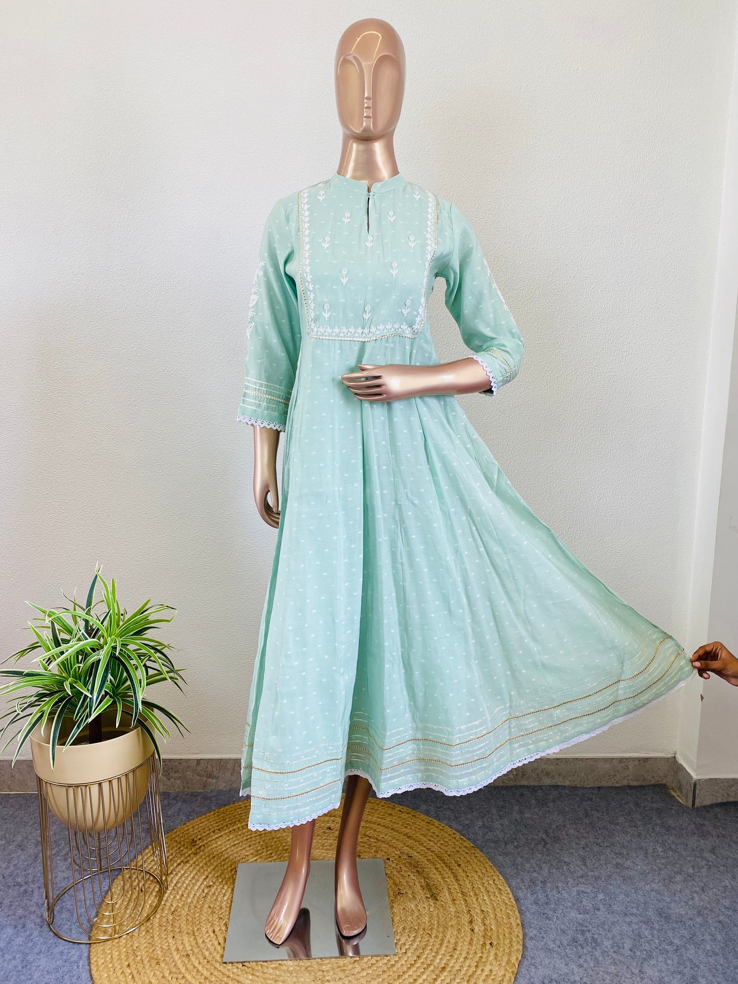 Chanderi Anarkali Dress with Kota Doria Dupatta