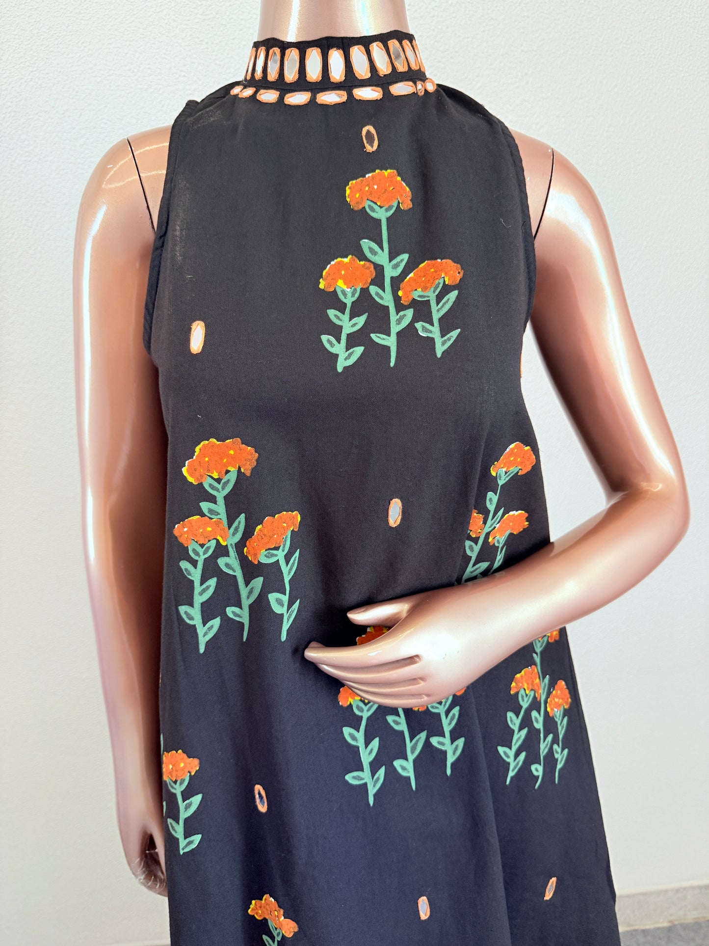 Black Cotton Tunic Top and Wide-Leg Palazzo Set