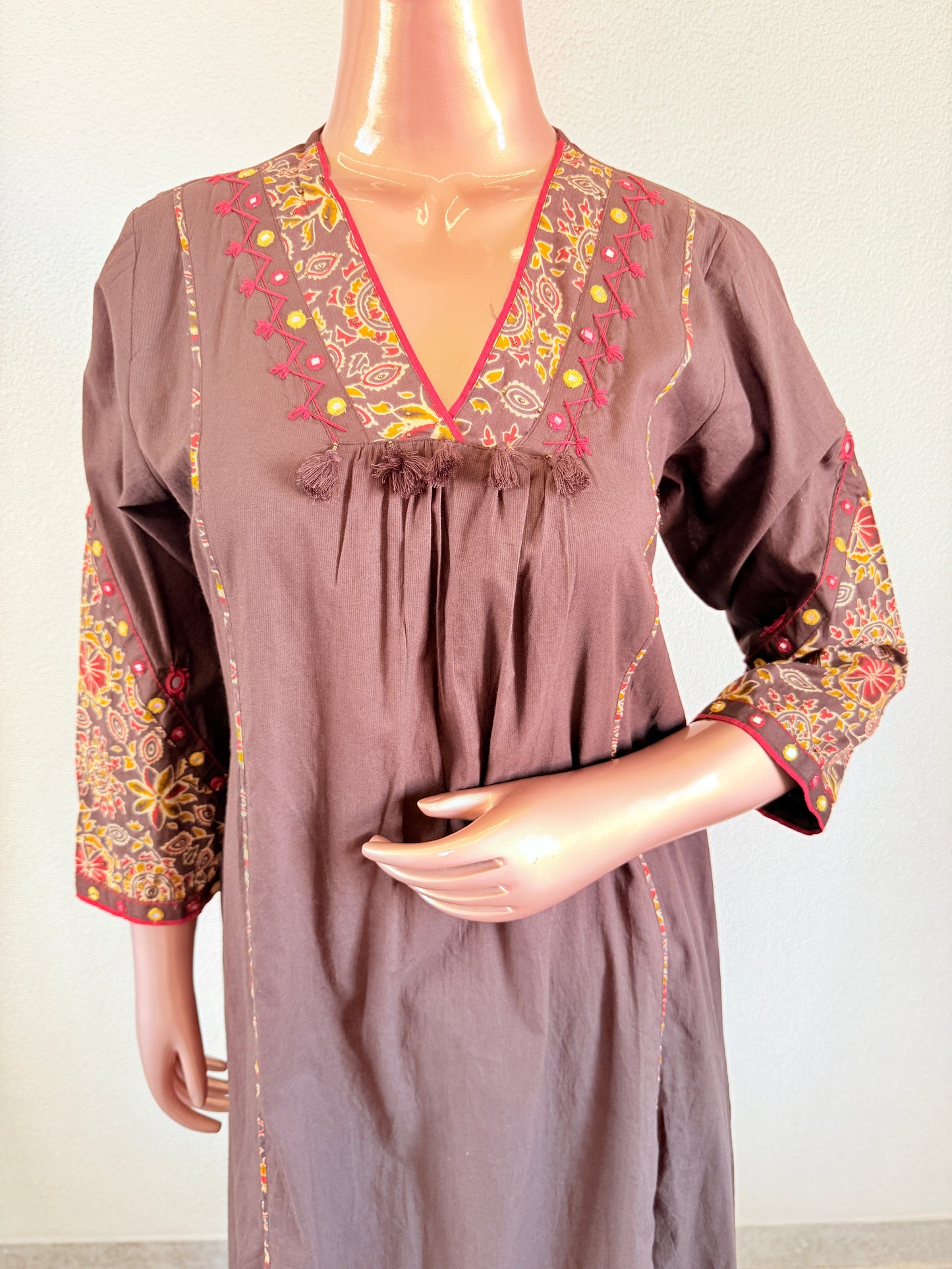 V-neck Silly Cotton A-line suit Set