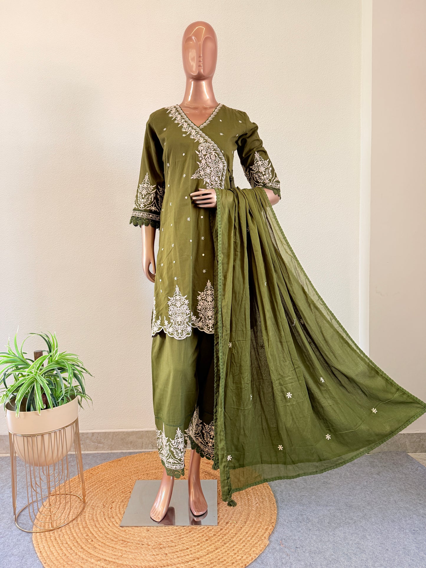 Short Angrakha Suit Set with Farsi Salwar