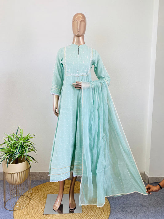 Chanderi Anarkali Dress with Kota Doria Dupatta