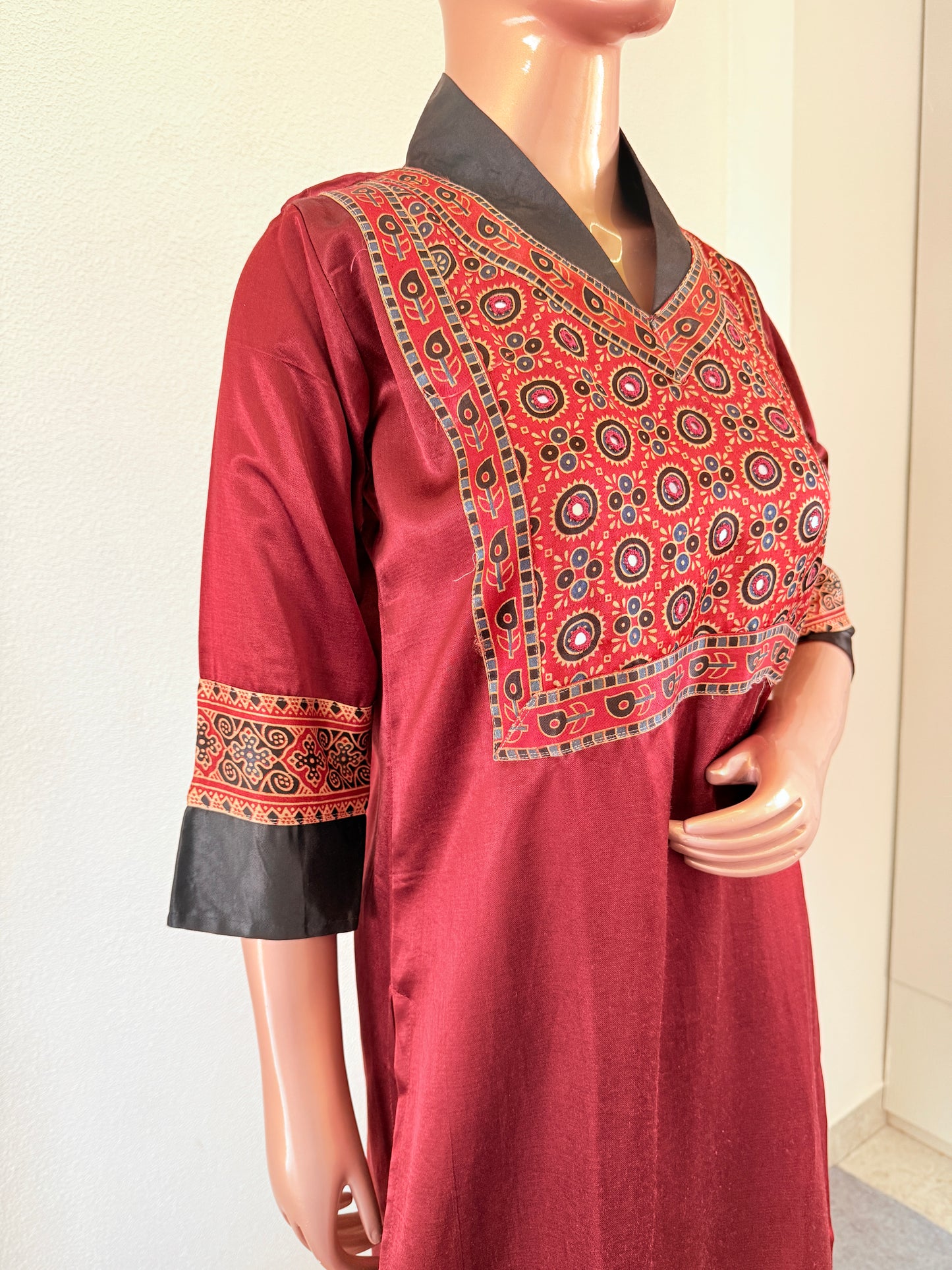 Ajrakh Kurta Pant Set - Red