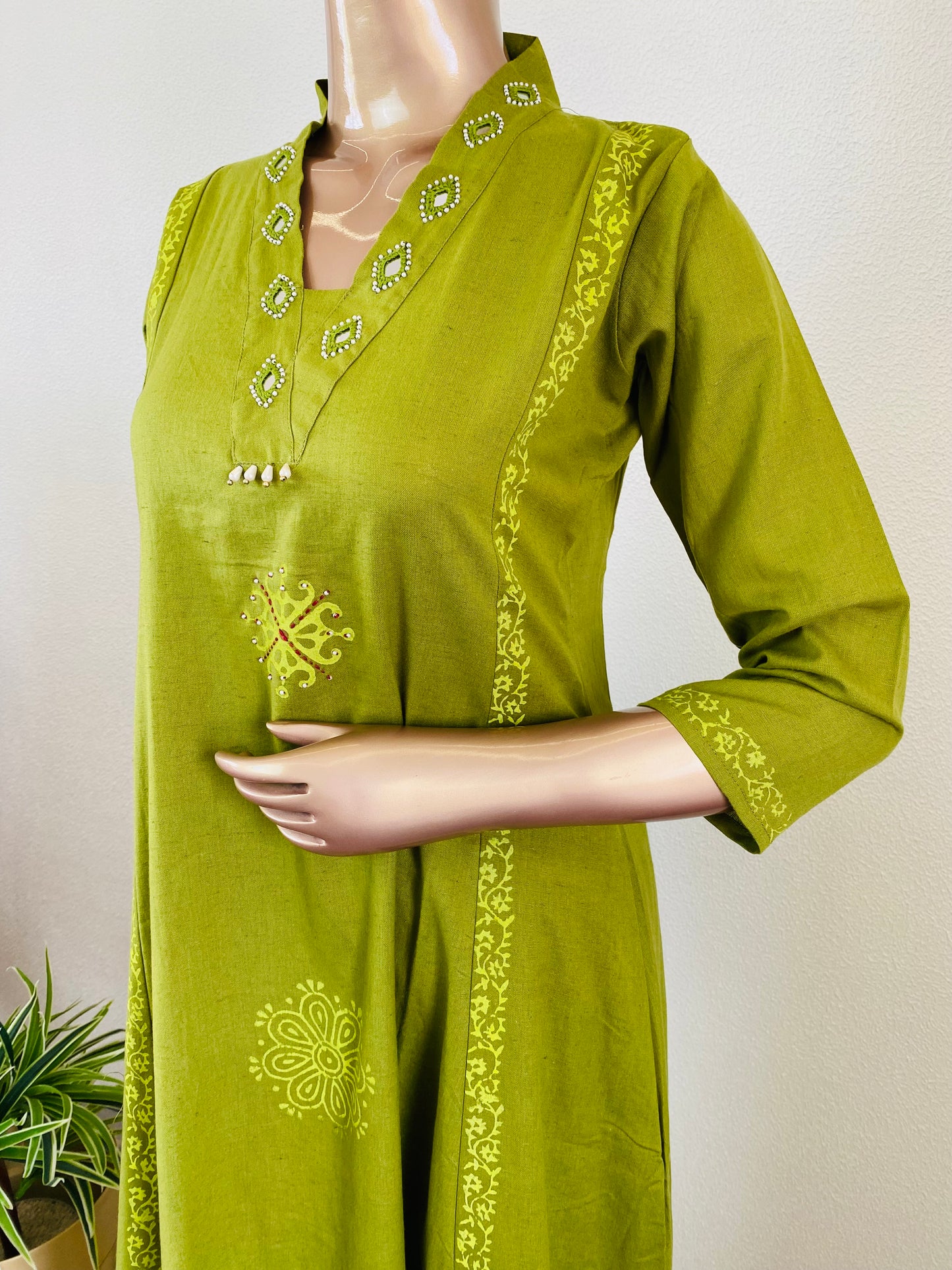Gamthi Style Block Print Kurta Pant Set