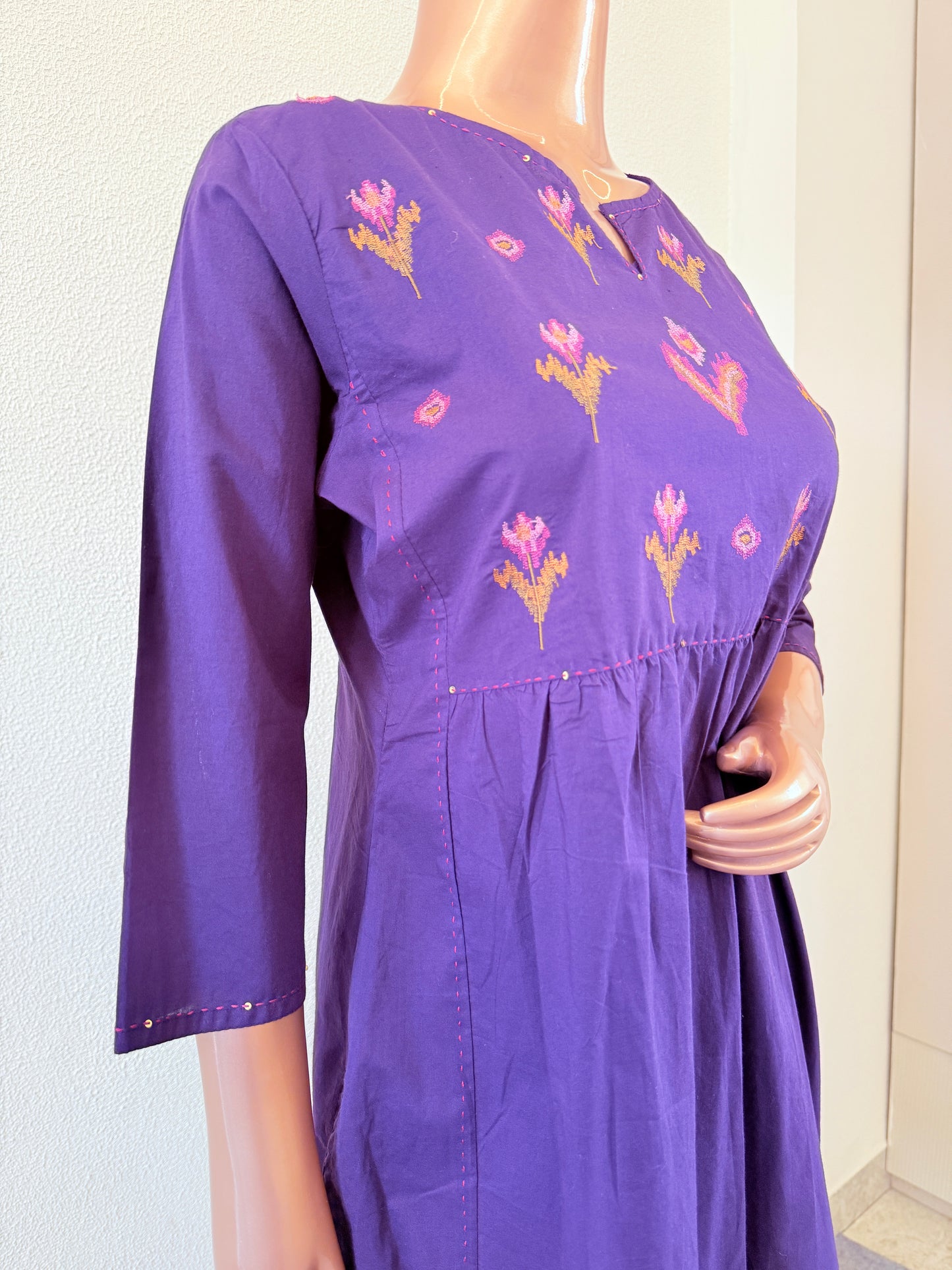 Thread Work Yoke Cotton Frock Suit