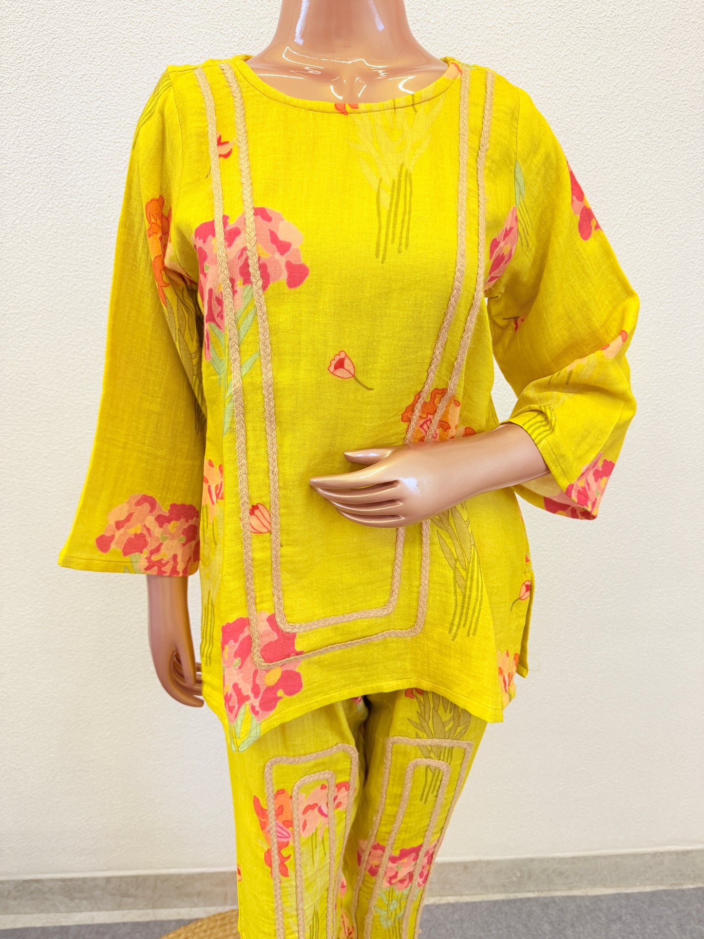 Pure linen Floral Coords with jute detail