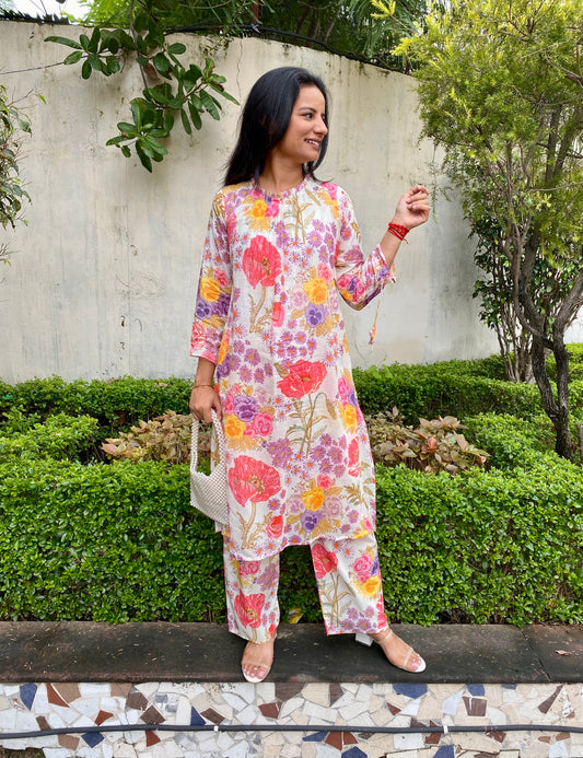 Mul Floral Kurta Pant Set