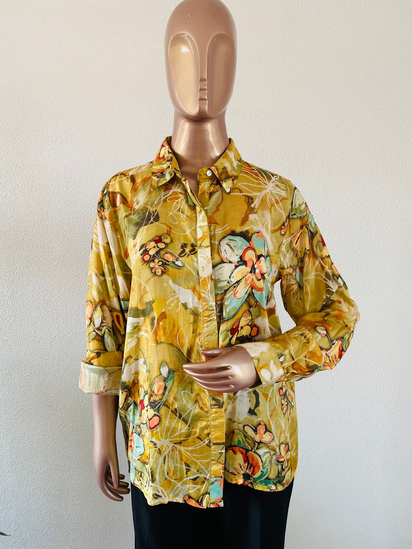 Printed Muslin Shirt with Long Sleeves