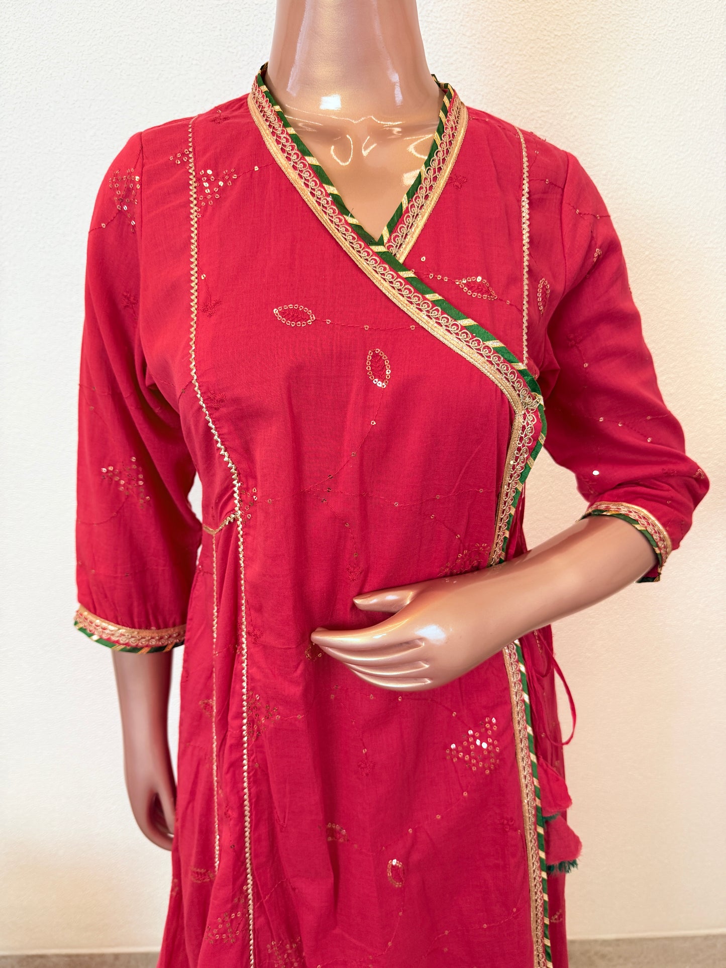 Sequin Work Cotton Angrakha Suit Set