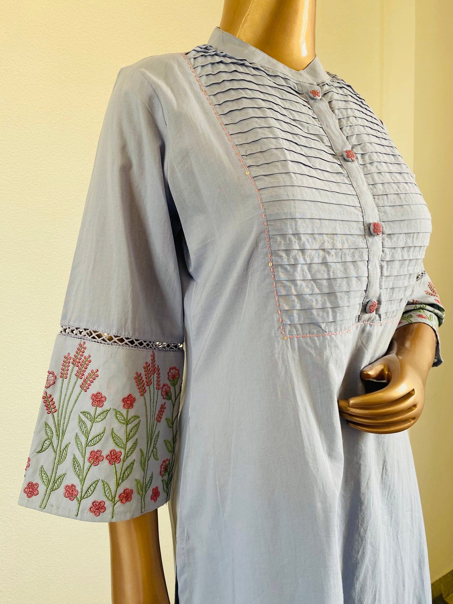 Embroidered Cotton Kurta Pant Set