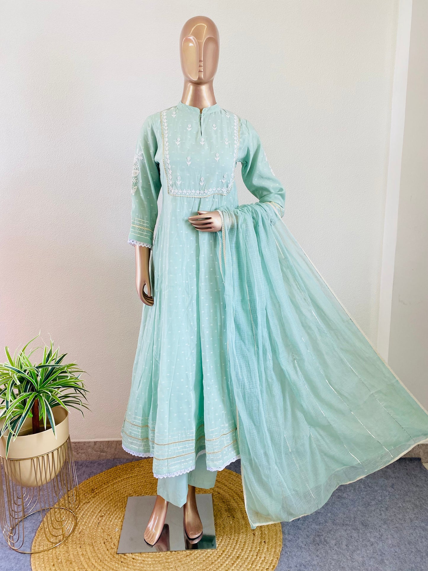 Chanderi Anarkali Dress with Kota Doria Dupatta