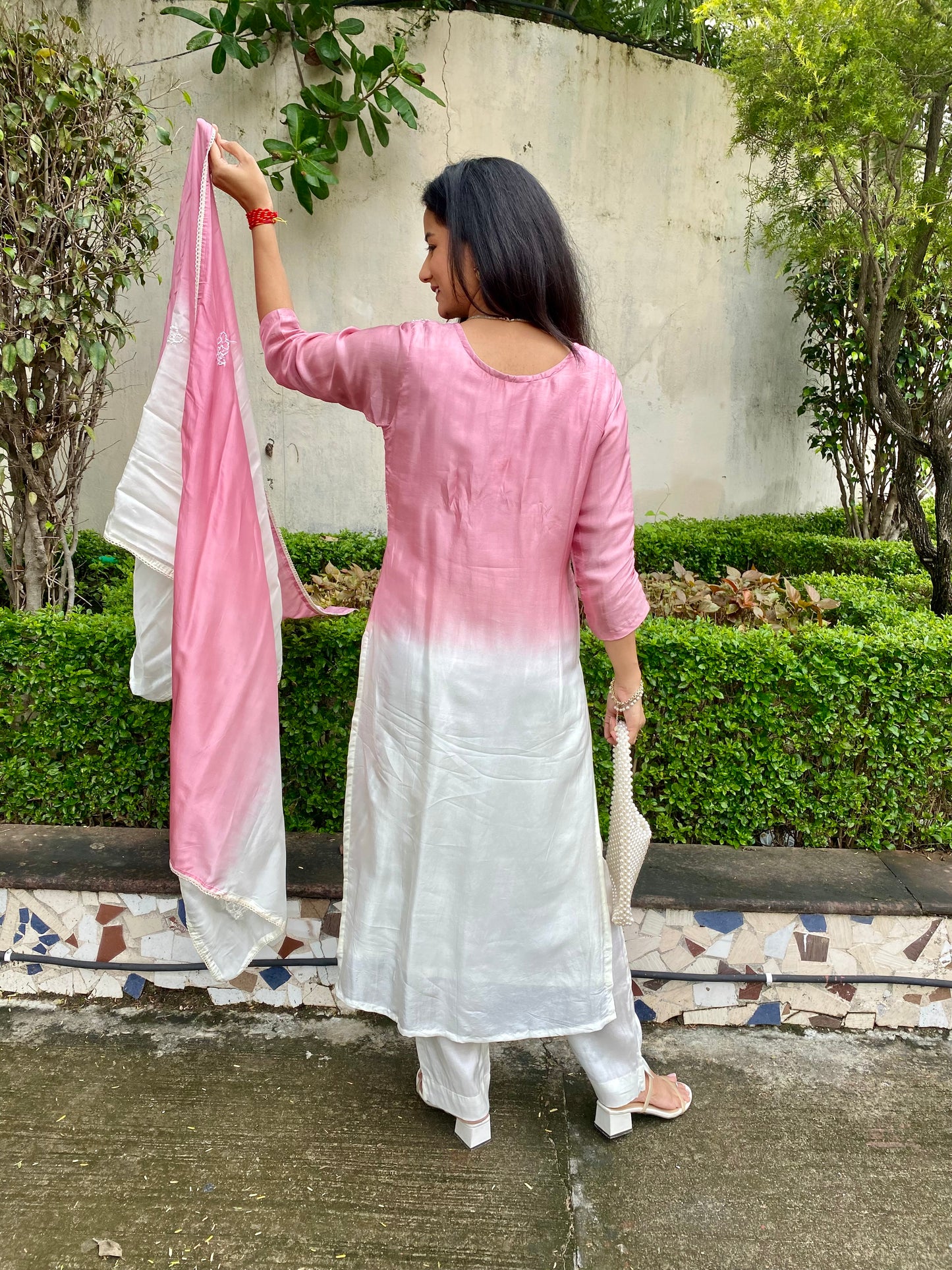 French Knot Silk Suit Pink