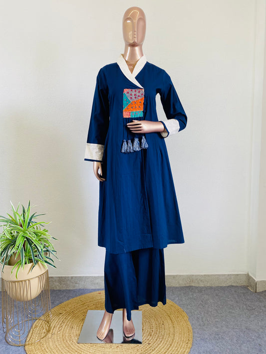Schifili Turn Collar Kurta Palazzo Set