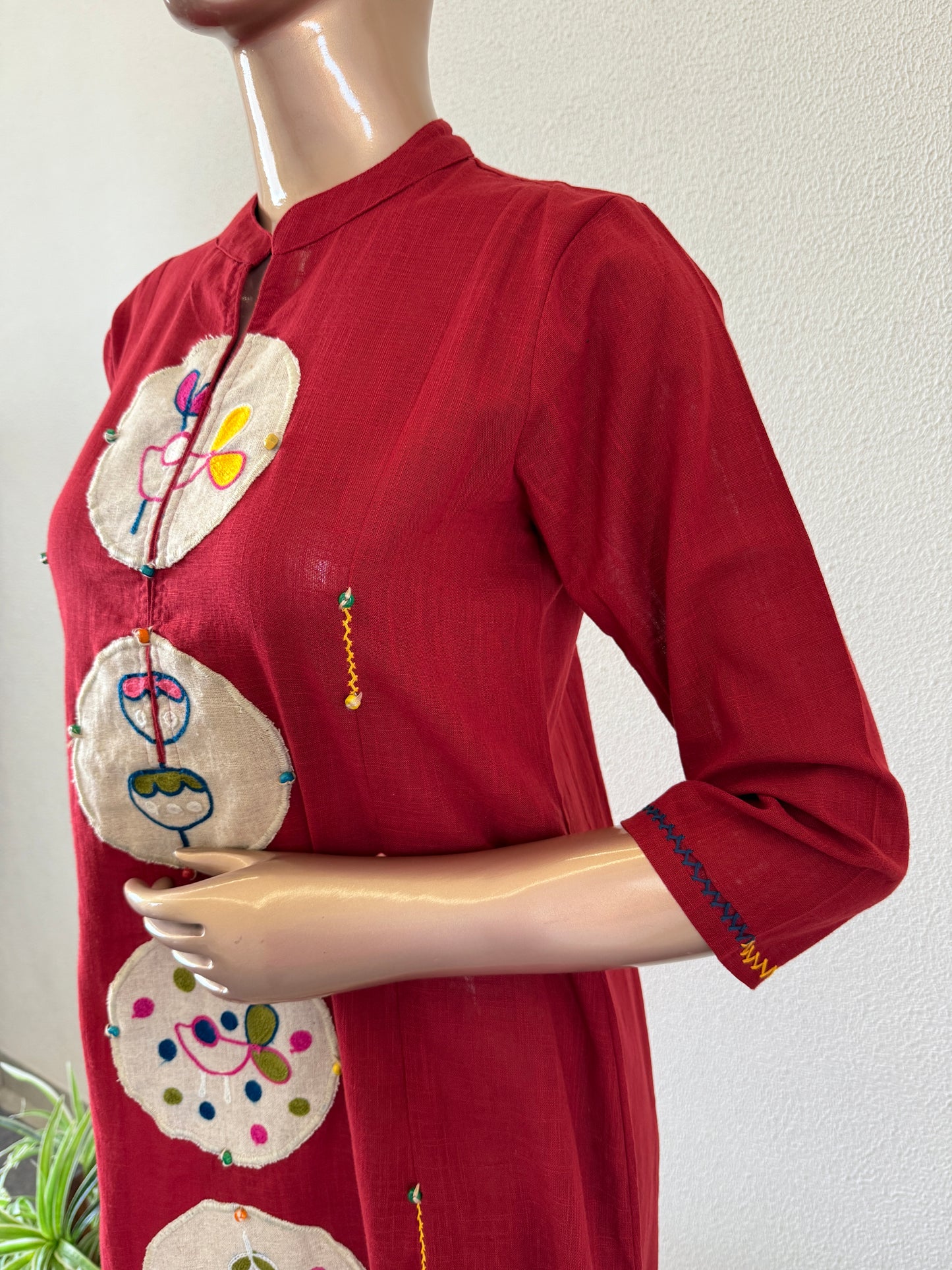 Cotton Flex Kurta Pant with Jute Patch Work