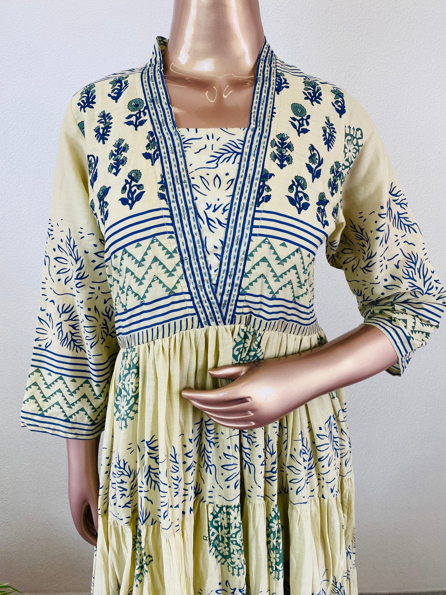 Hand Block Print Mul Cotton Tiered Tunic