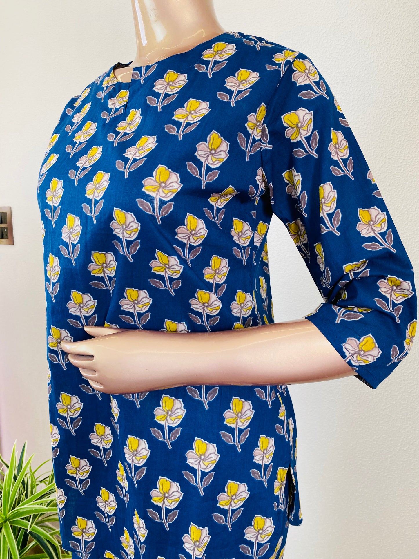 Block Print Cotton Lounge Wear - Blue