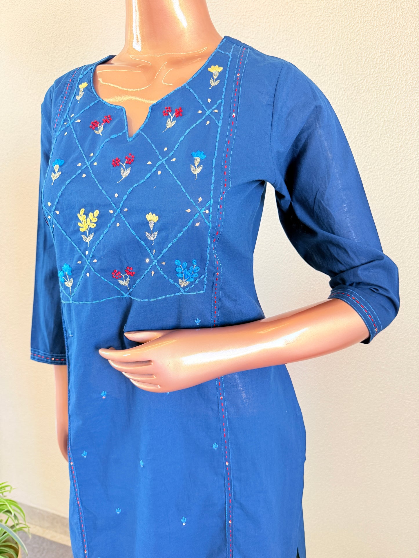Cotton Suit with Handpainted Mul Dupatta