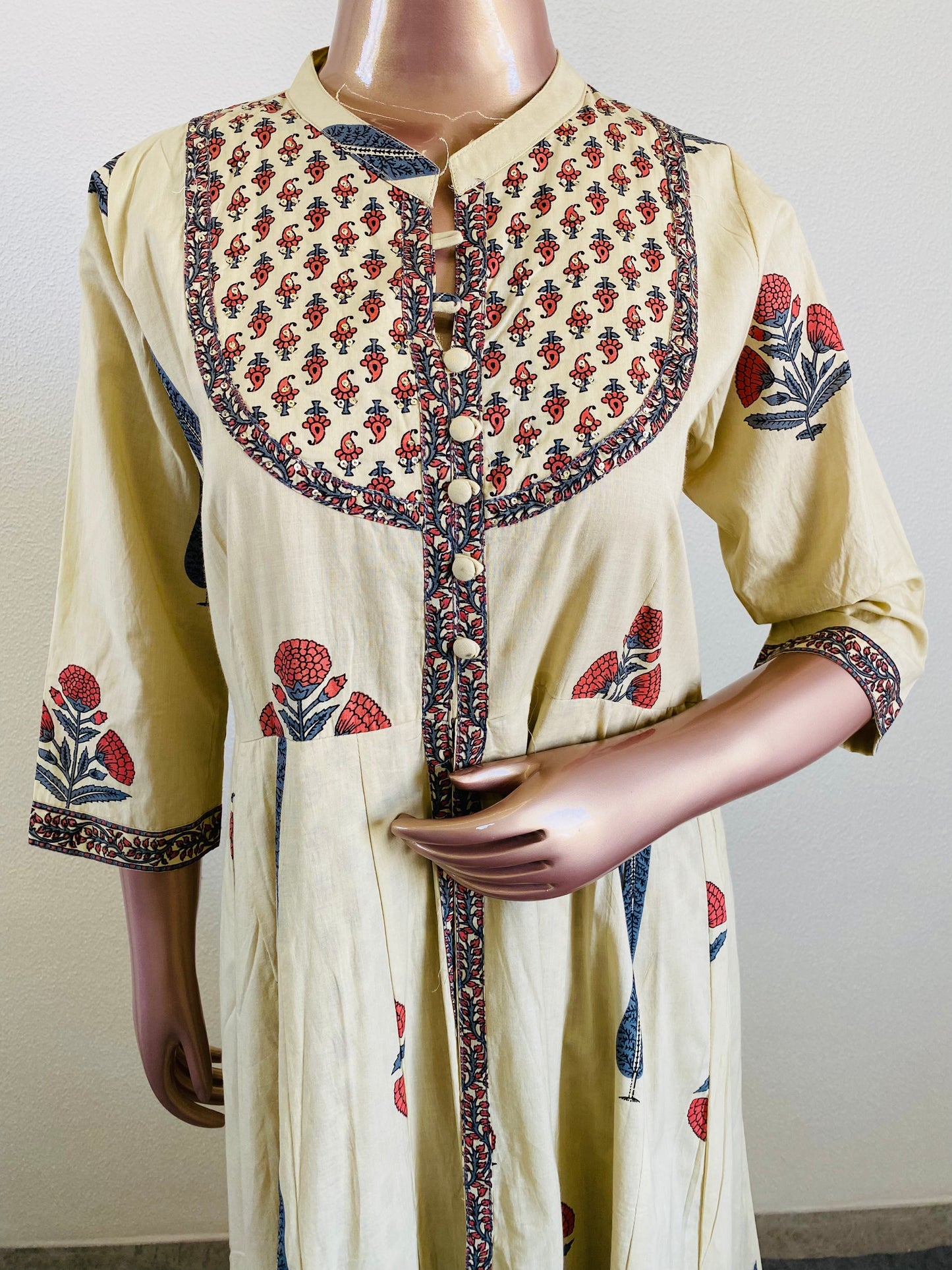 Block Print Flared Double Layer Tunic with Dupatta