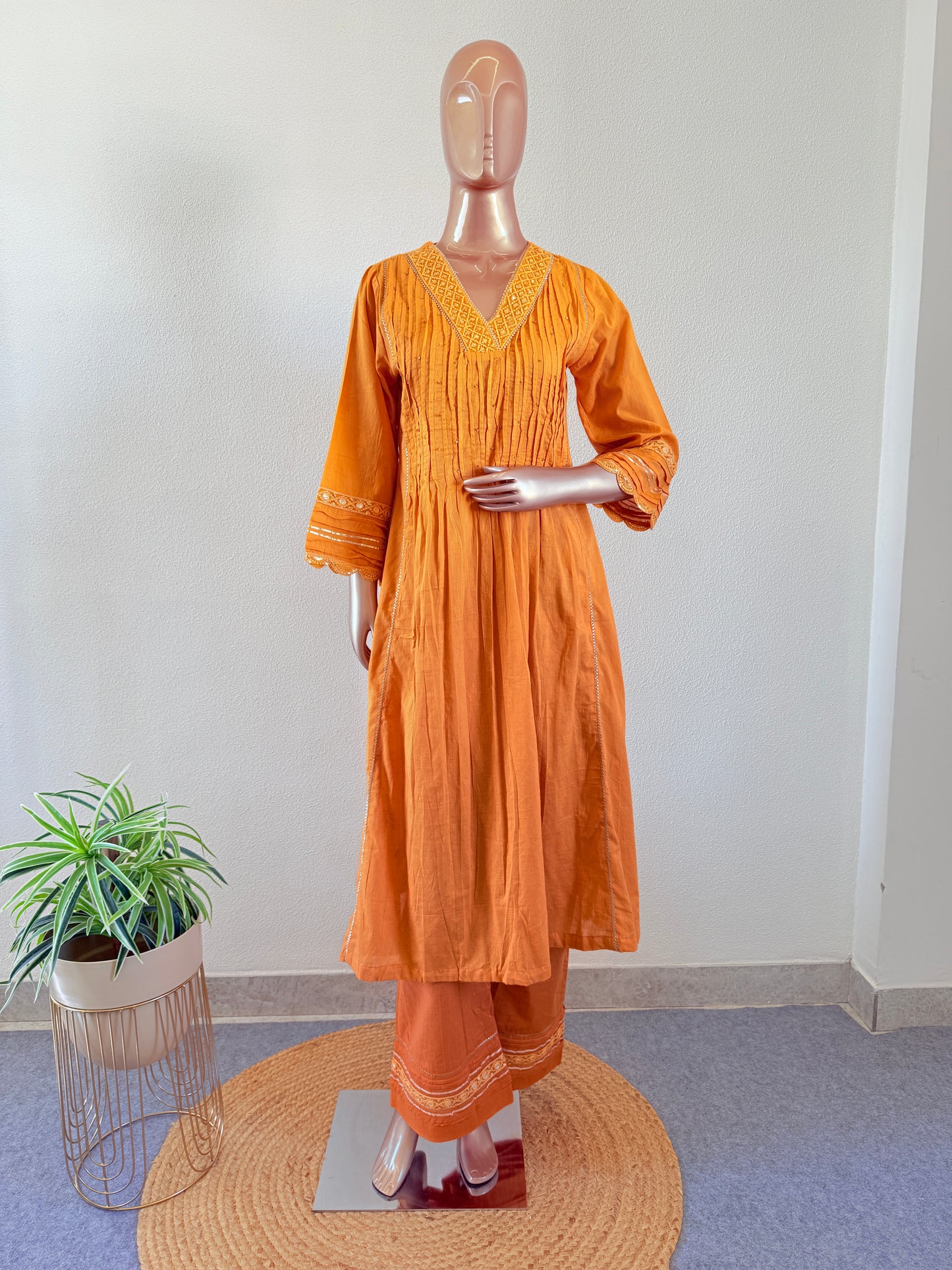 Dobby cotton suit set with Kota Doria Lehriya Dupatta