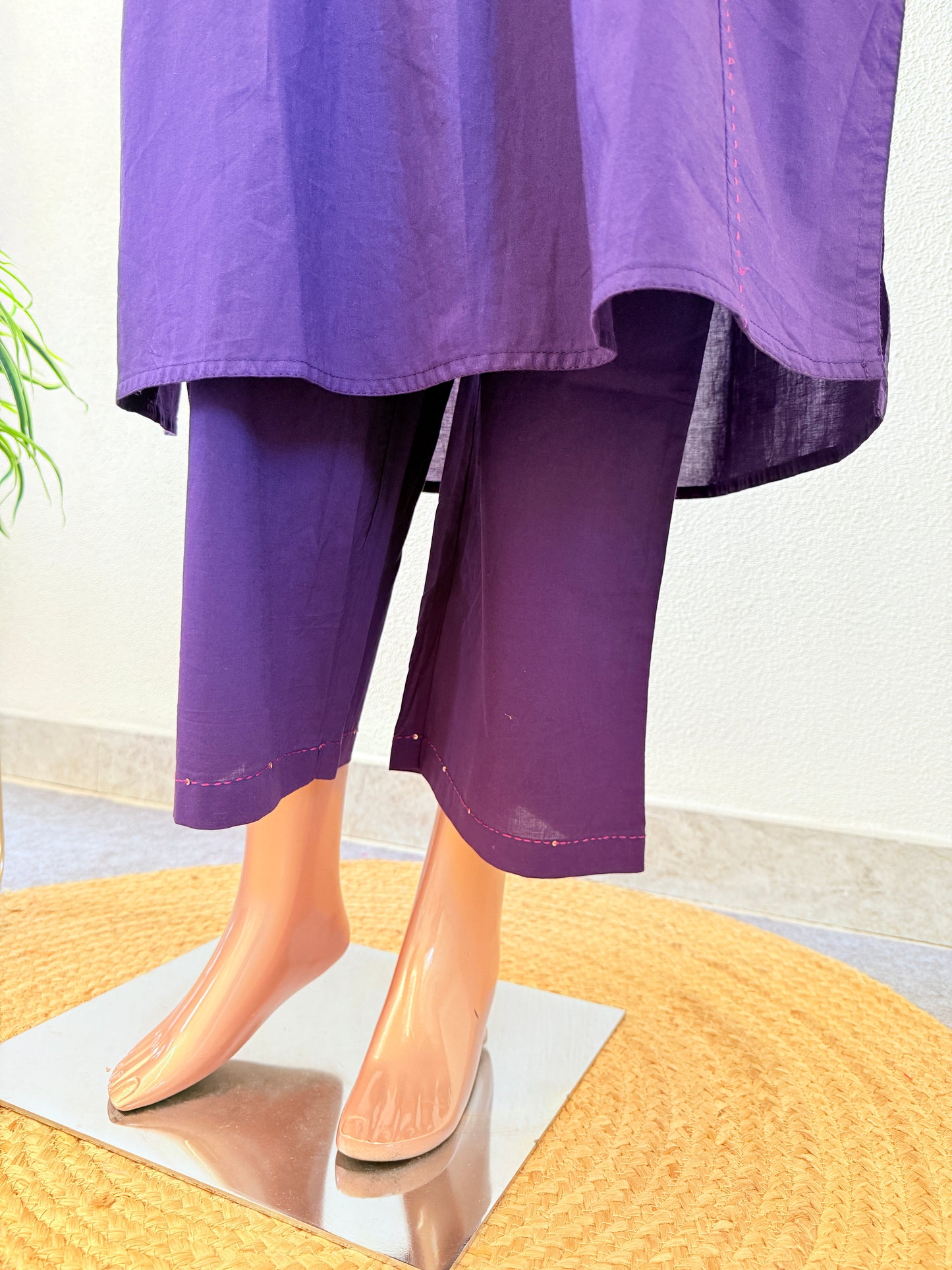 Thread Work Yoke Cotton Frock Suit