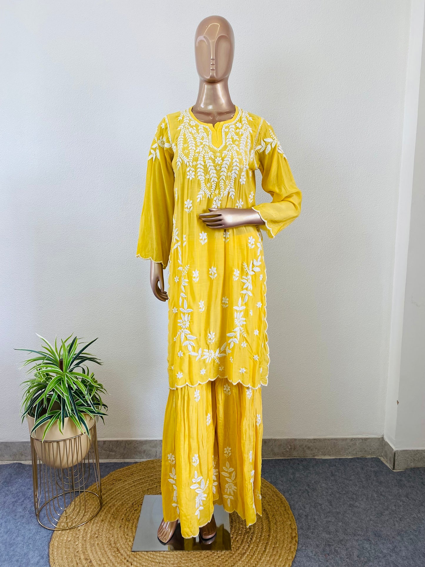 Muslin Chikankari Sharara Set