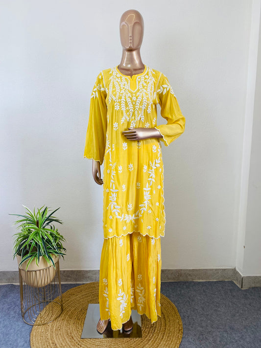 Muslin Chikankari Sharara Set