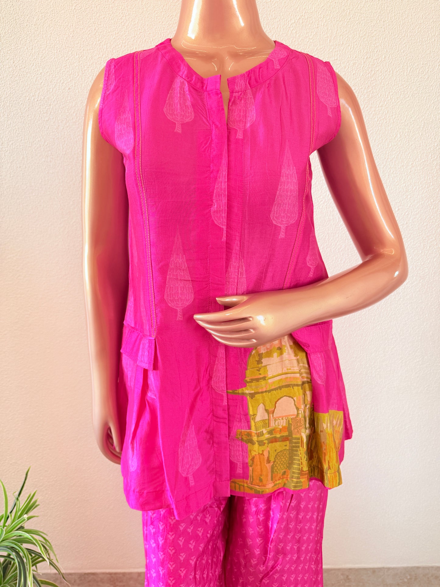 Silk Print Sleevless Top and Palazzo Set