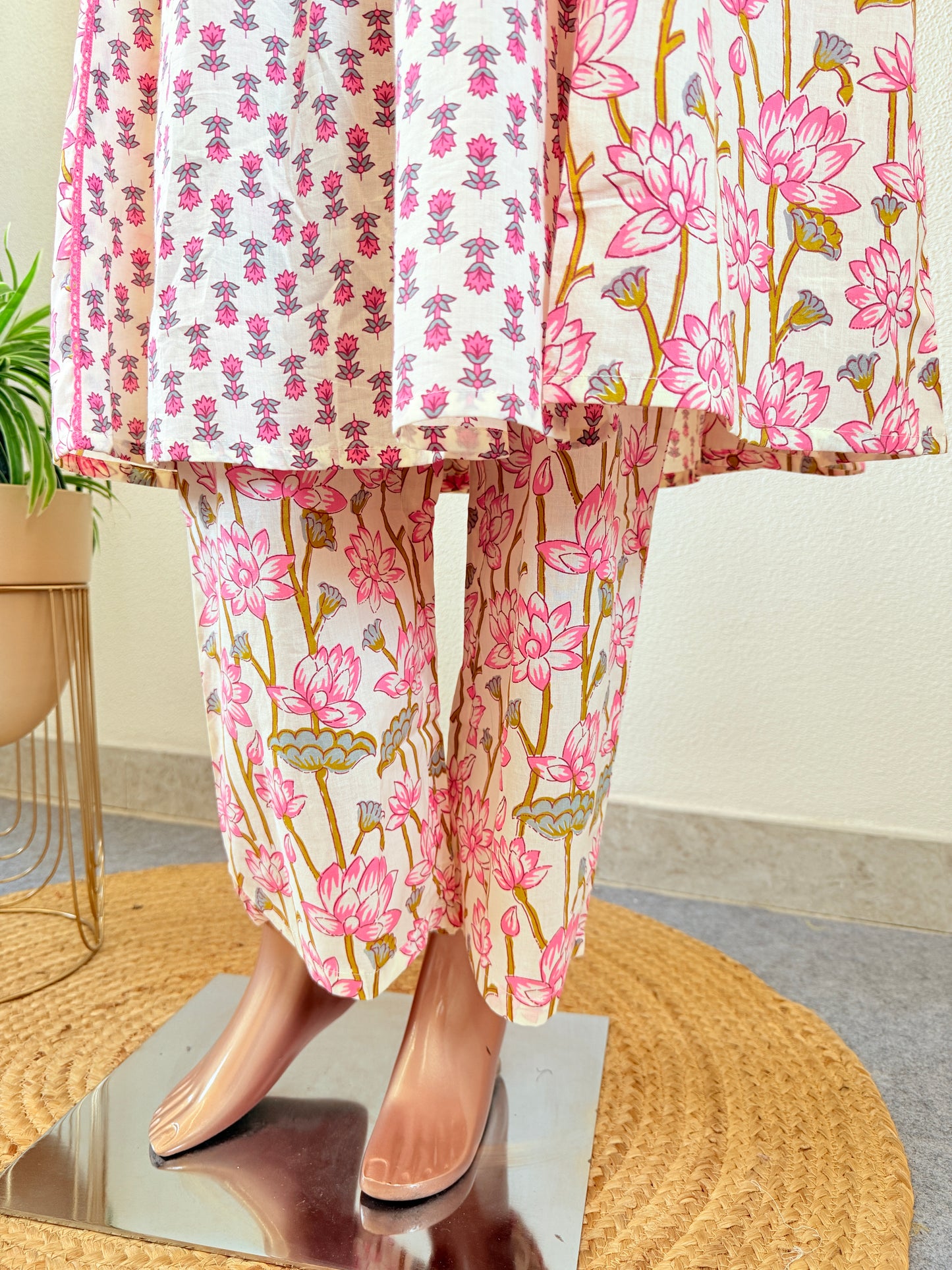 Pichwai Lotus Print Cotton Anarkali Suit Set