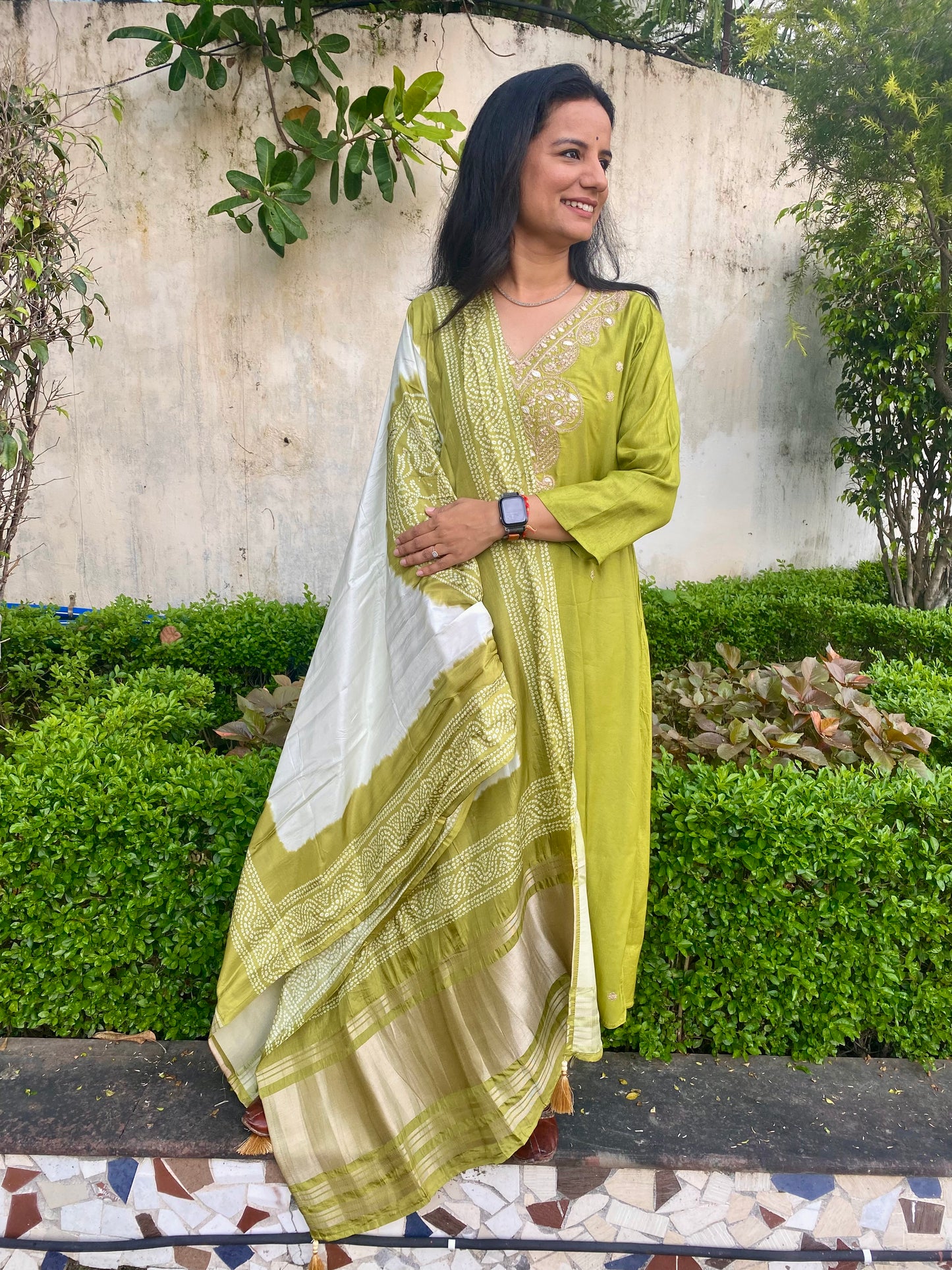 Silk Suit with Bandhej Gajji Dupatta