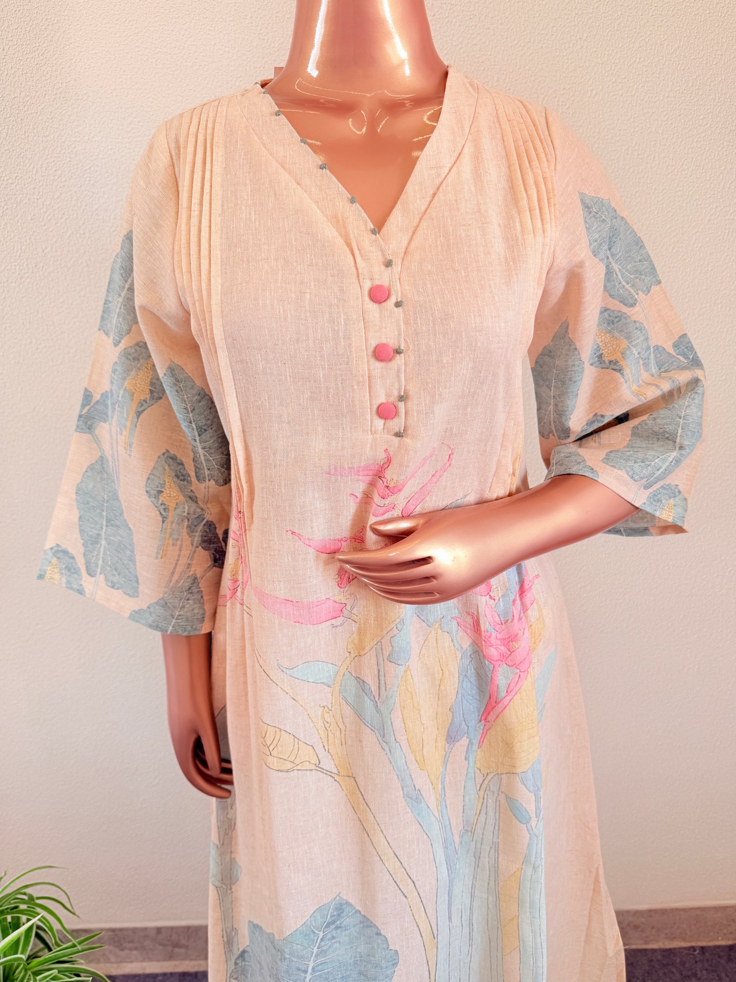 Digitally Printed Linen A- Line Kurta Set