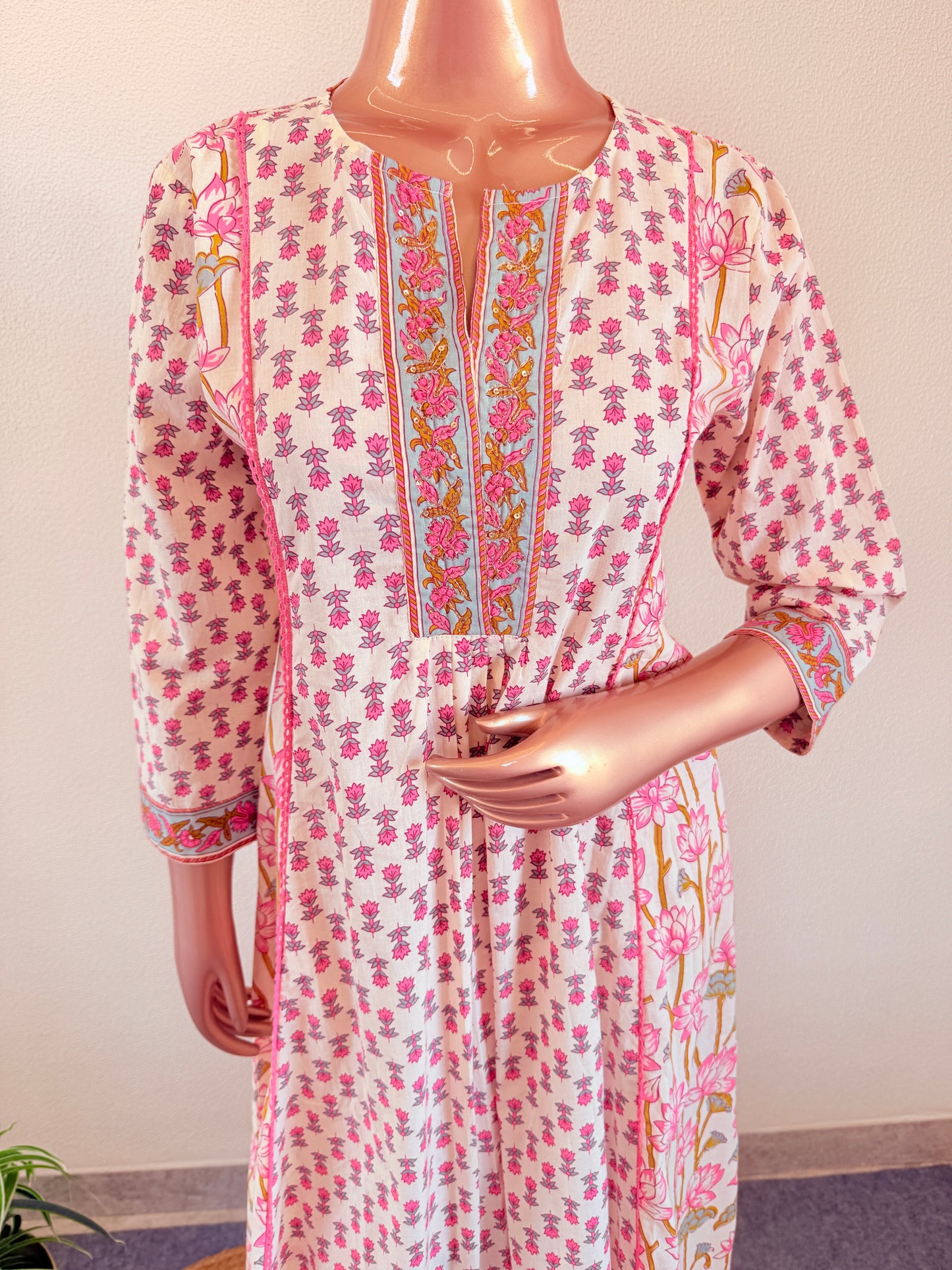 Pichwai Lotus Print Cotton Anarkali Suit Set