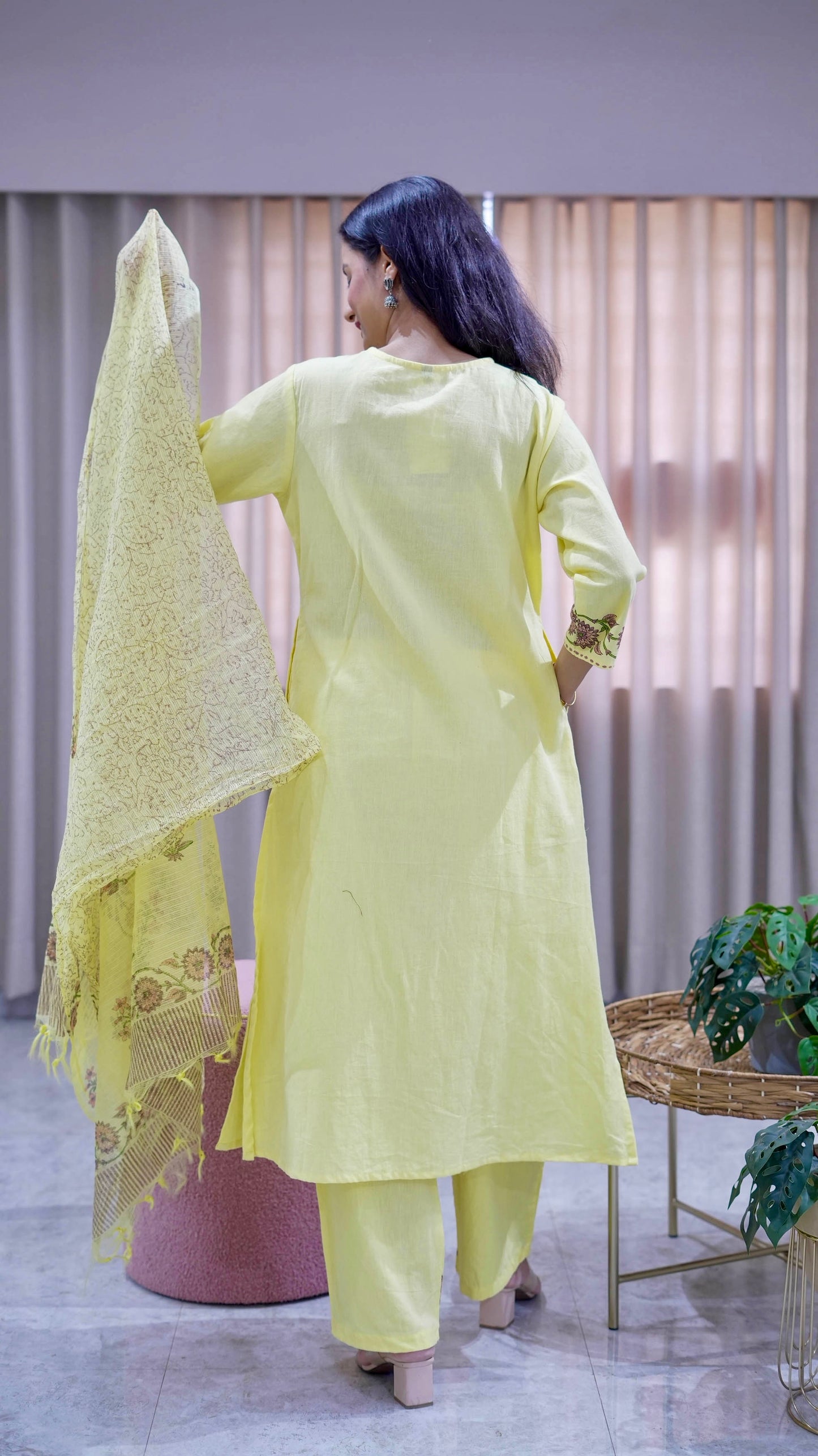 Cotton Flex Suit Set with Hand Block Print & Kota Doria Dupatta