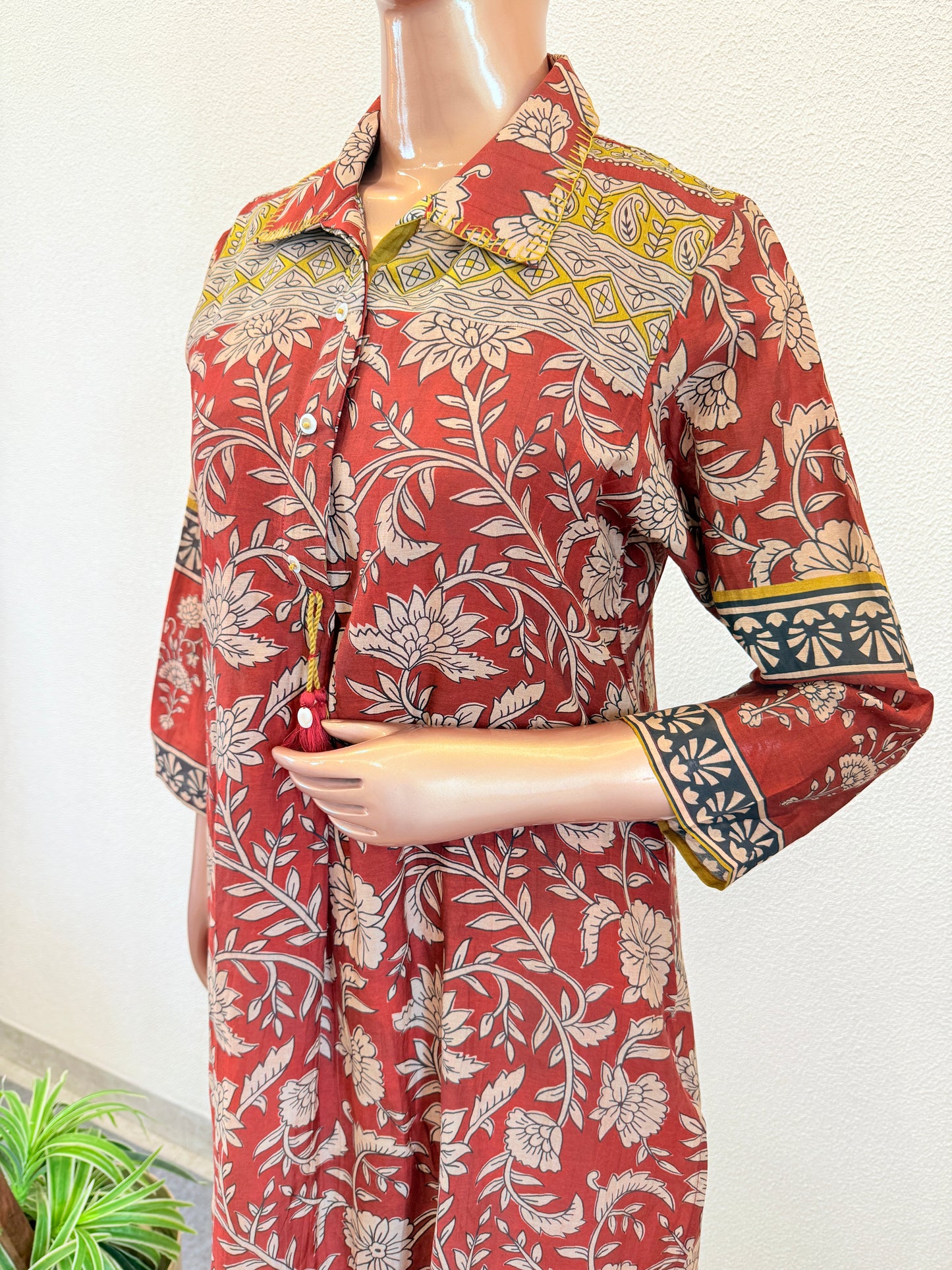 Ajrakh Print Mul Chanderi Kurta Pant Set