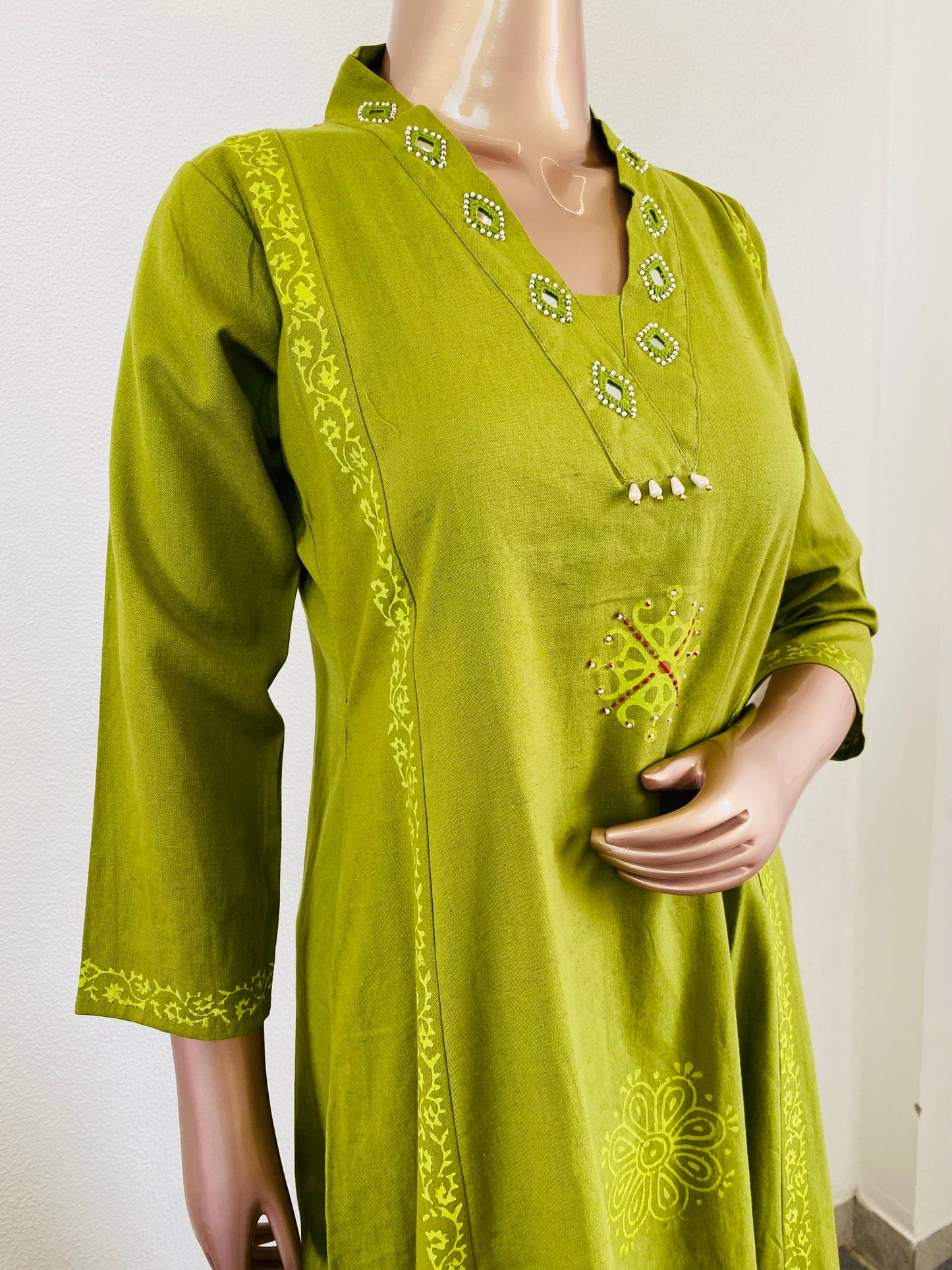 Gamthi Style Block Print Kurta Pant Set