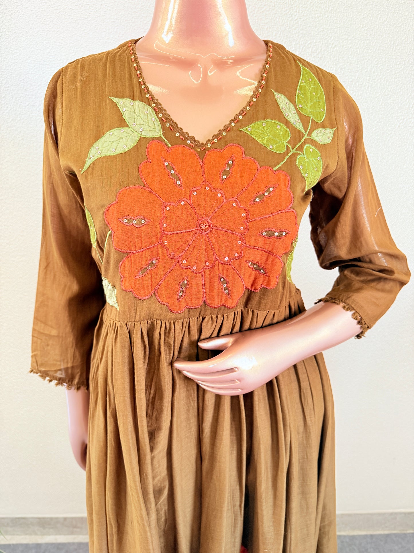 Maati Mul Frock Suit with Appliqué Work