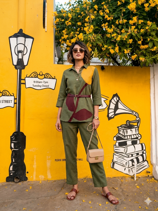 Cotton Co-ord Set with Patch Work